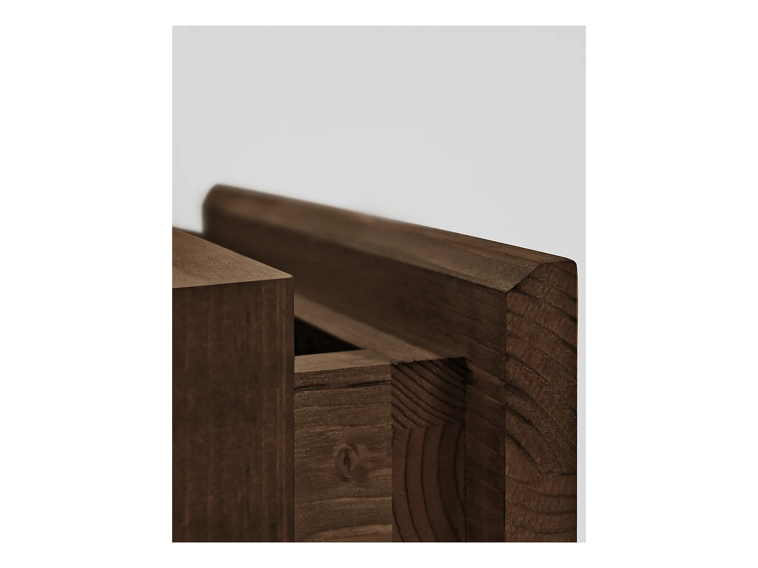 Set 2 comodini 1 cassetto in legno massello tono noce 40x15x25cm - INGRID - DECOWOOD
