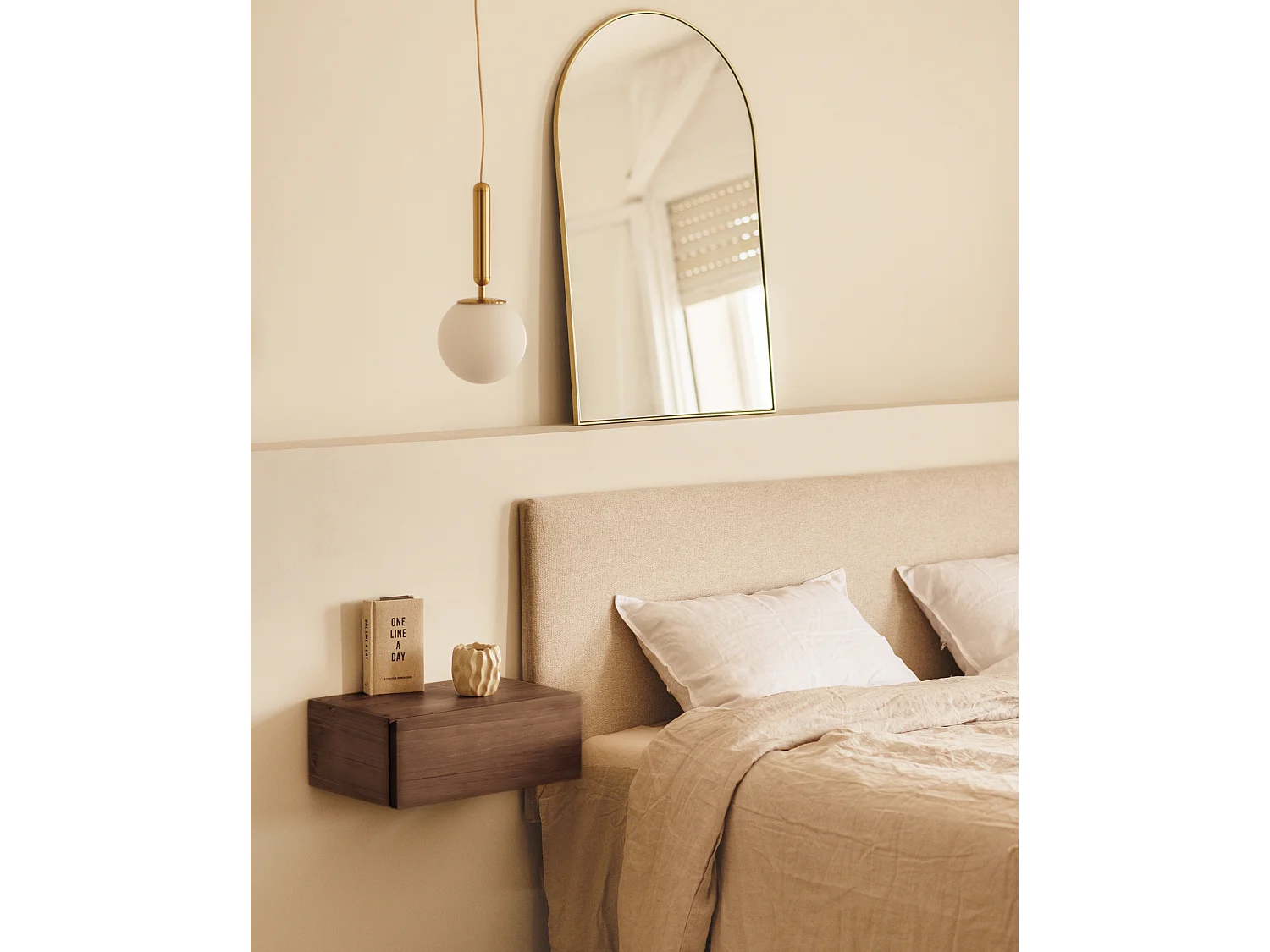 Ensemble 2 tables de chevet flottantes en bois de pin marron 40x15cm - INGRID - DECOWOOD