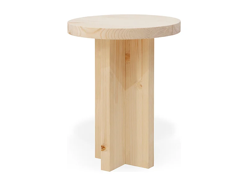 Mesita de noche redonda de madera de abeto Decowood en color natural de 45x35cm - TOKYO - DECOWOOD