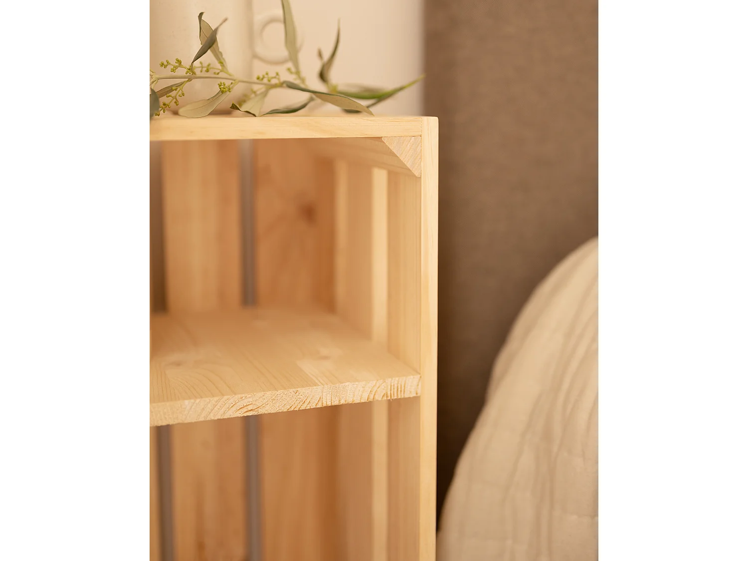 Table de chevet en bois de pin verticale naturelle 25,5x66cm - BOX - DECOWOOD