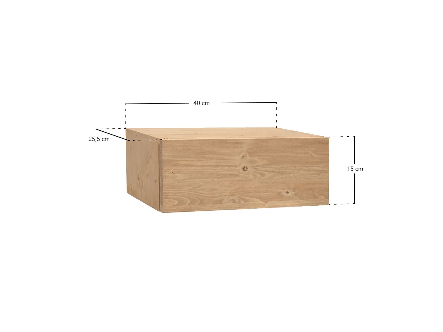 Kit de 2 mesitas de noche de pared de madera de abeto Decowood con cajón en color natural de 40x15cm - INGRID - DECOWOOD