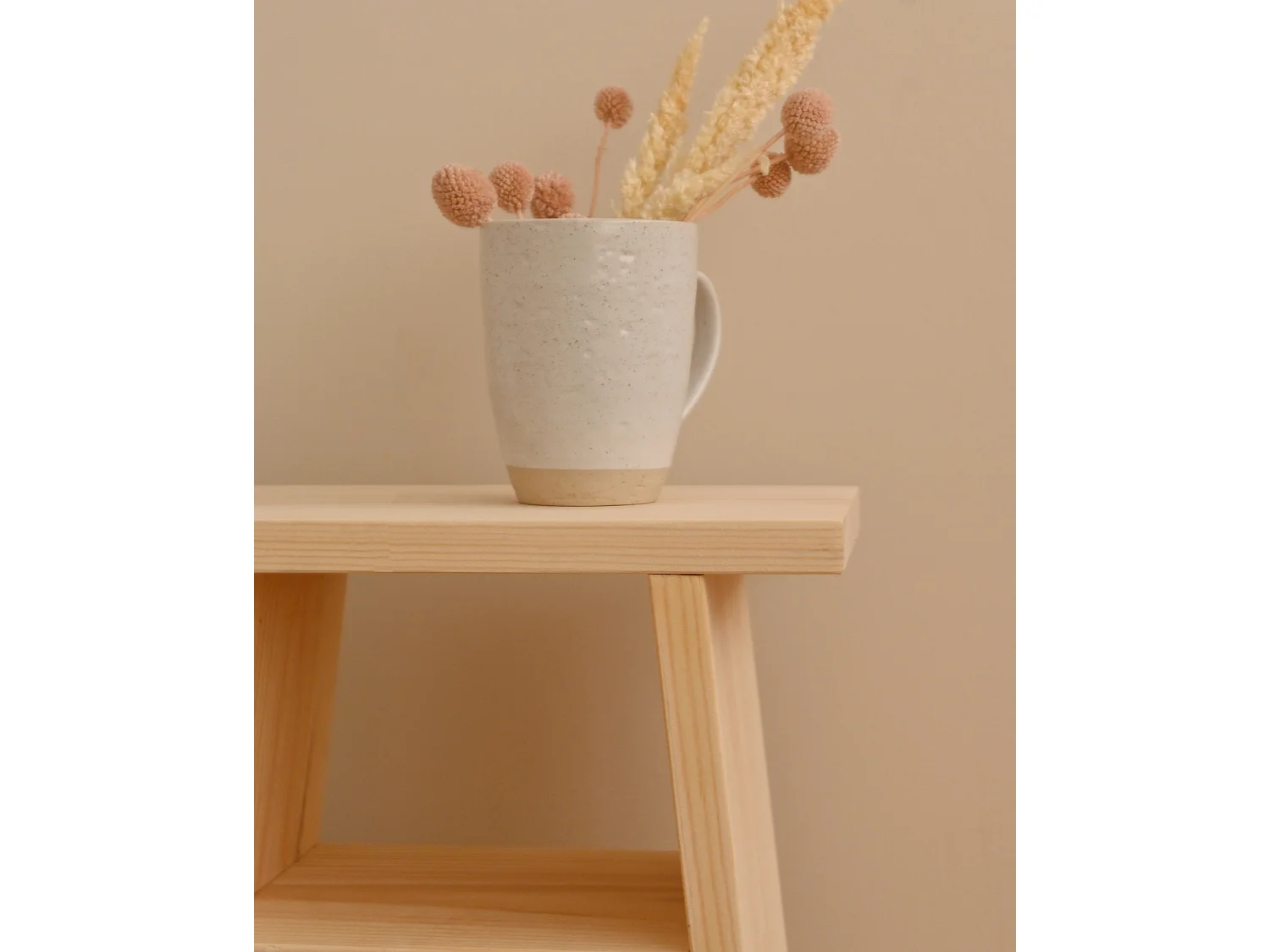 Mesita de noche de madera maciza en tono natural de 20x60cm - ARITZ - DECOWOOD