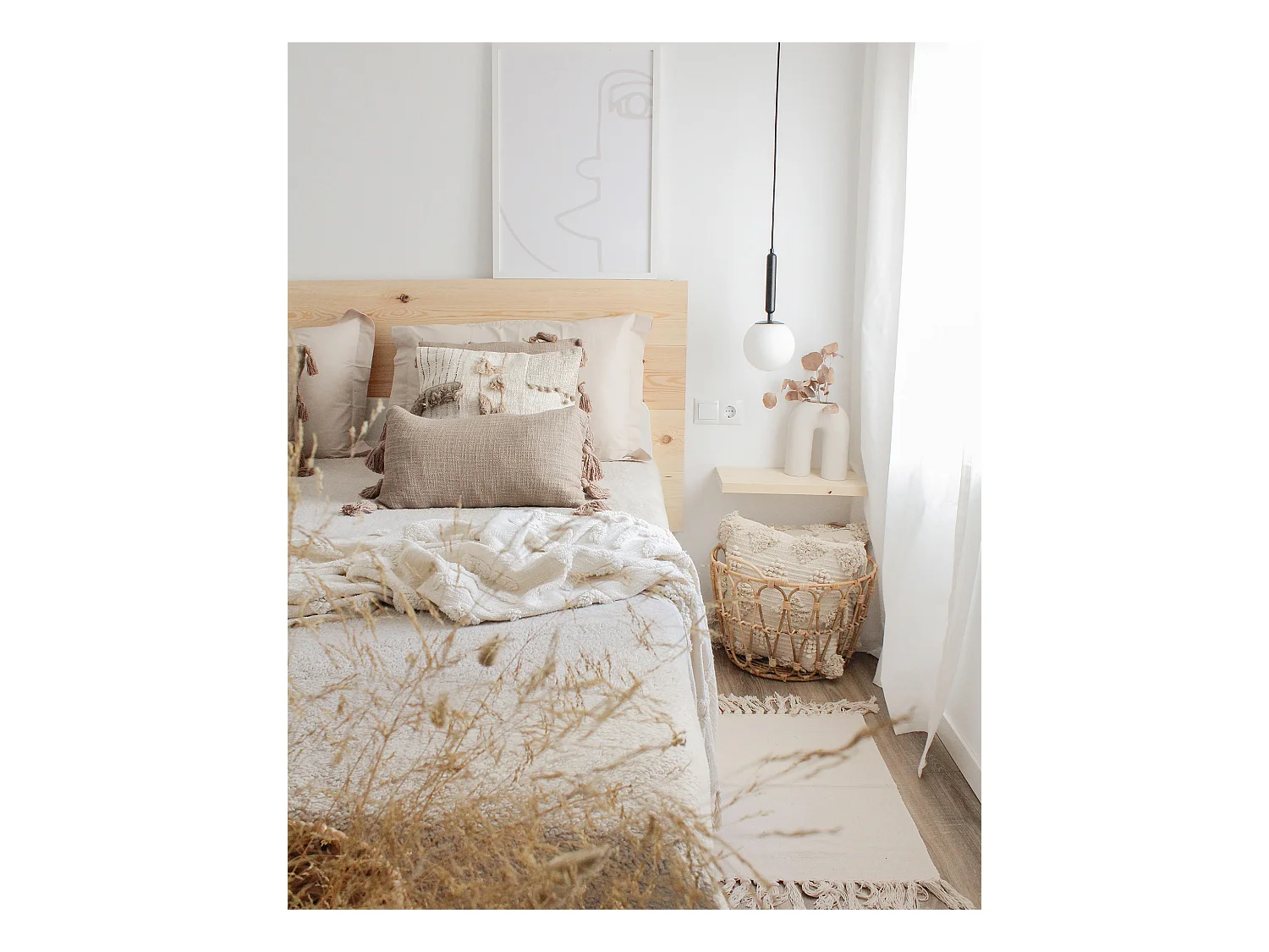 Comodino in legno massello in tono naturale 45x3,2cm - HAK - DECOWOOD