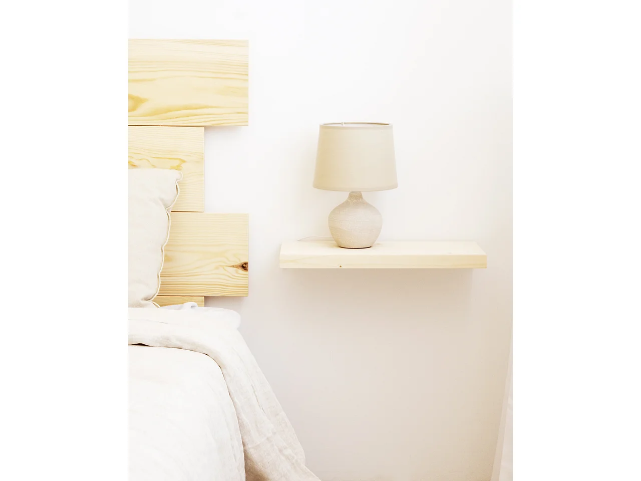 Table de chevet en bois de sapin naturelle 45x3,2cm - HAK - DECOWOOD