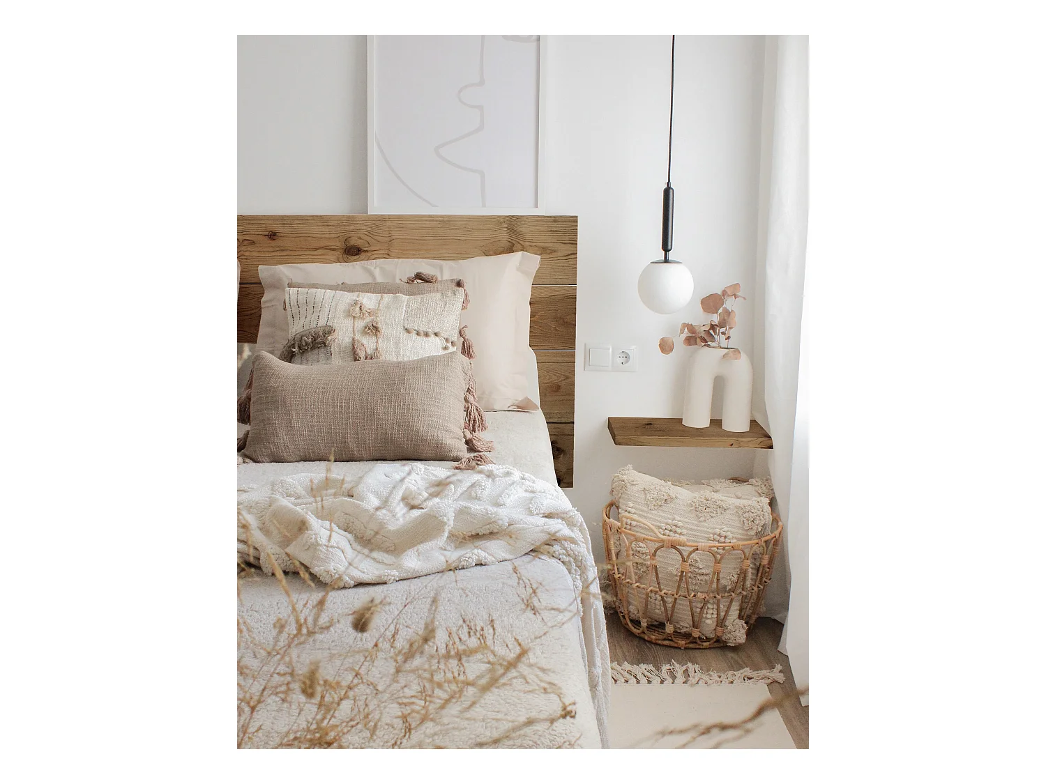 Mesita de noche de pared de madera de abeto Decowood en color roble oscuro de 45x3,2cm - HAK - DECOWOOD