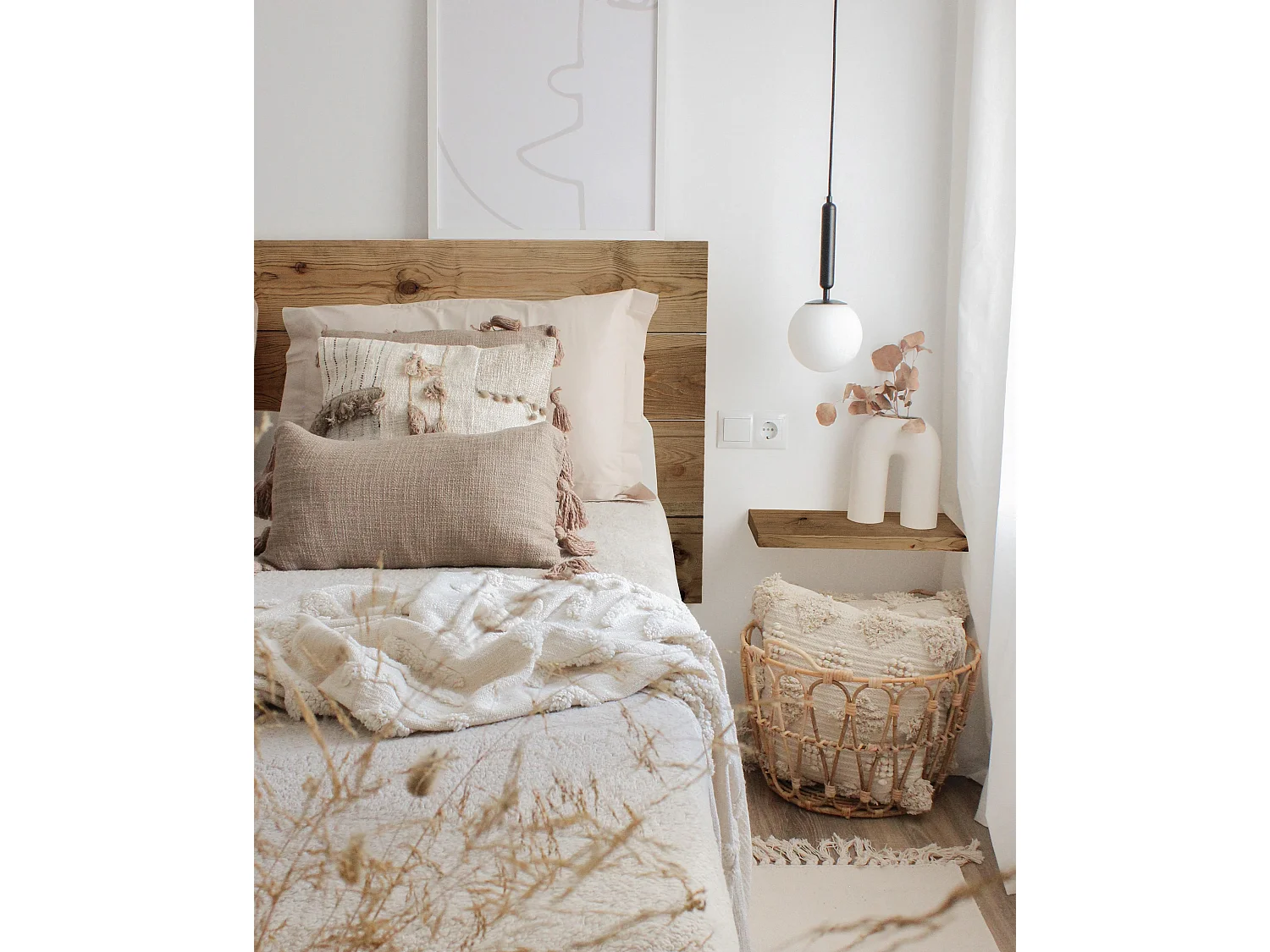 Mesita de noche de pared de madera de abeto Decowood en color roble oscuro de 45x3,2cm - HAK - DECOWOOD