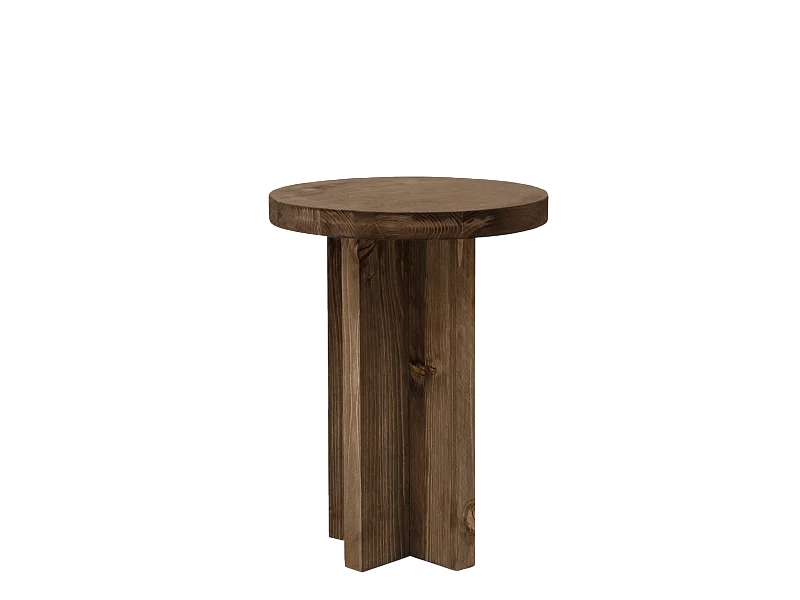 Mesita de noche redonda de madera de abeto Decowood en color natural de 45x35cm - TOKYO - DECOWOOD