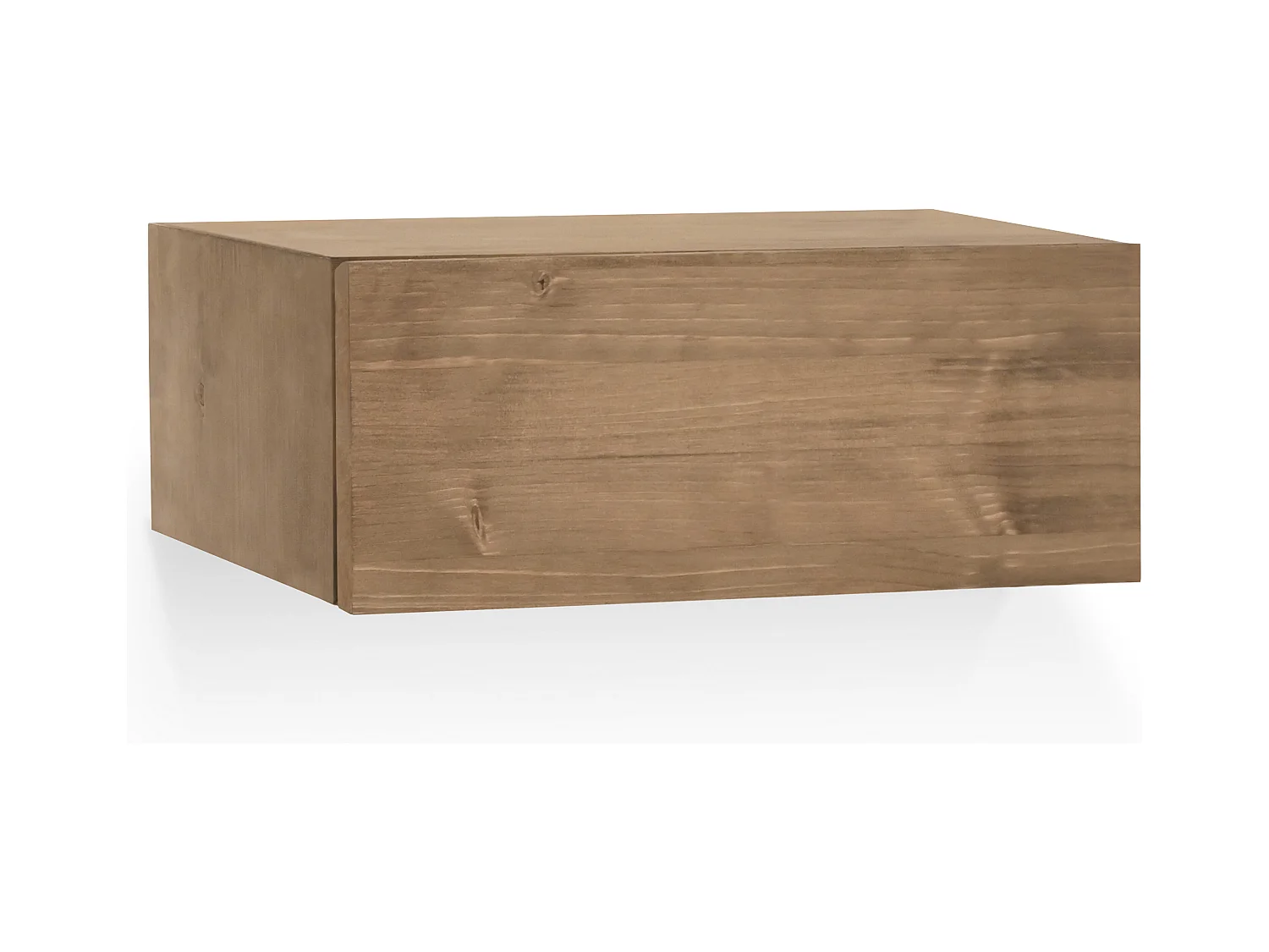 Mesita de noche de pared de madera de abeto Decowood con cajón en color roble oscuro de 40x15cm - INGRID - DECOWOOD