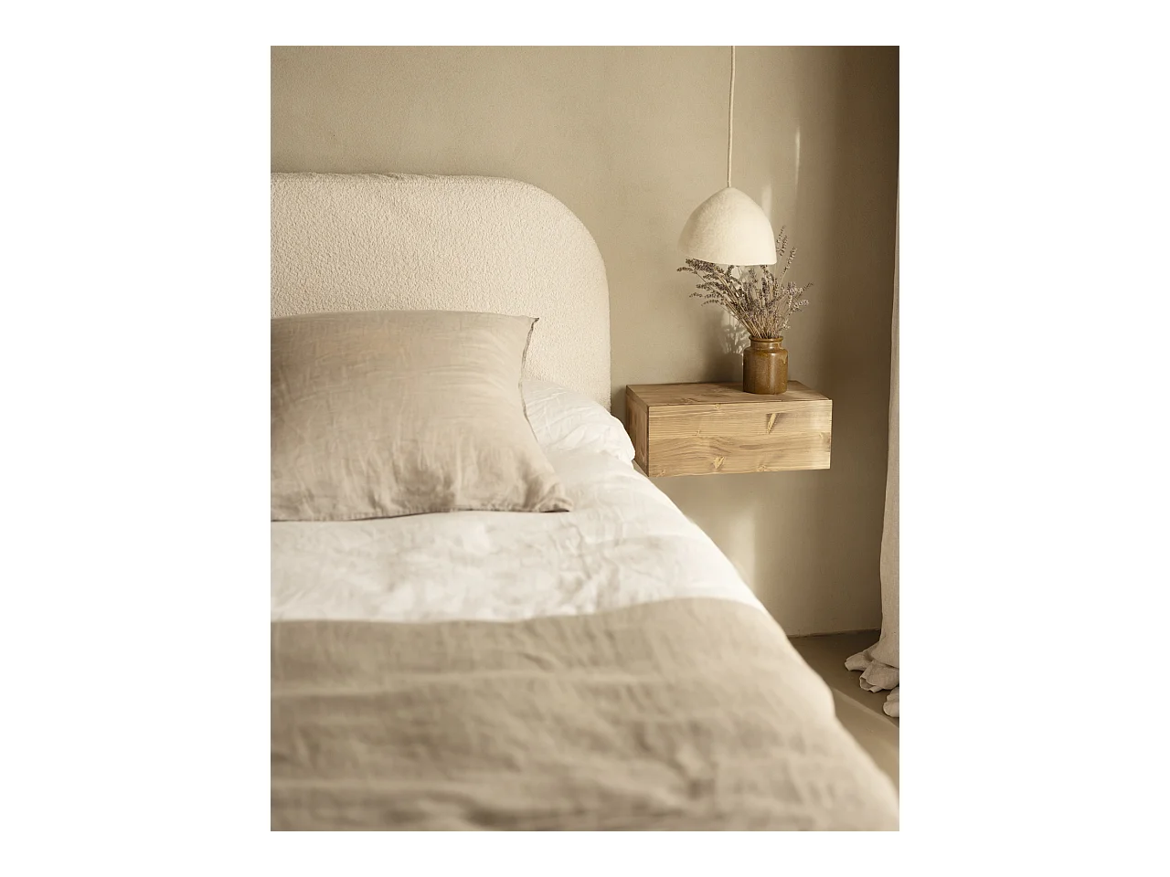 Mesita de noche de pared de madera de abeto Decowood con cajón en color roble oscuro de 40x15cm - INGRID - DECOWOOD