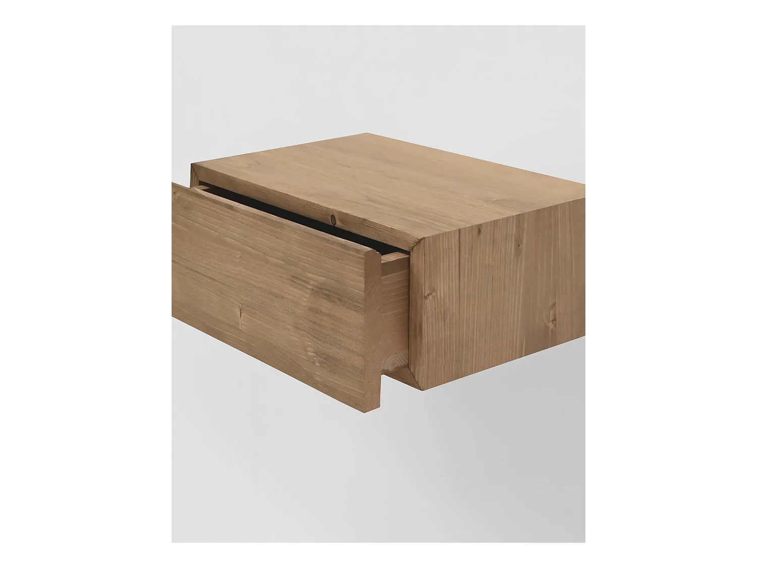 Mesita de noche de pared de madera de abeto Decowood con cajón en color roble oscuro de 40x15cm - INGRID - DECOWOOD