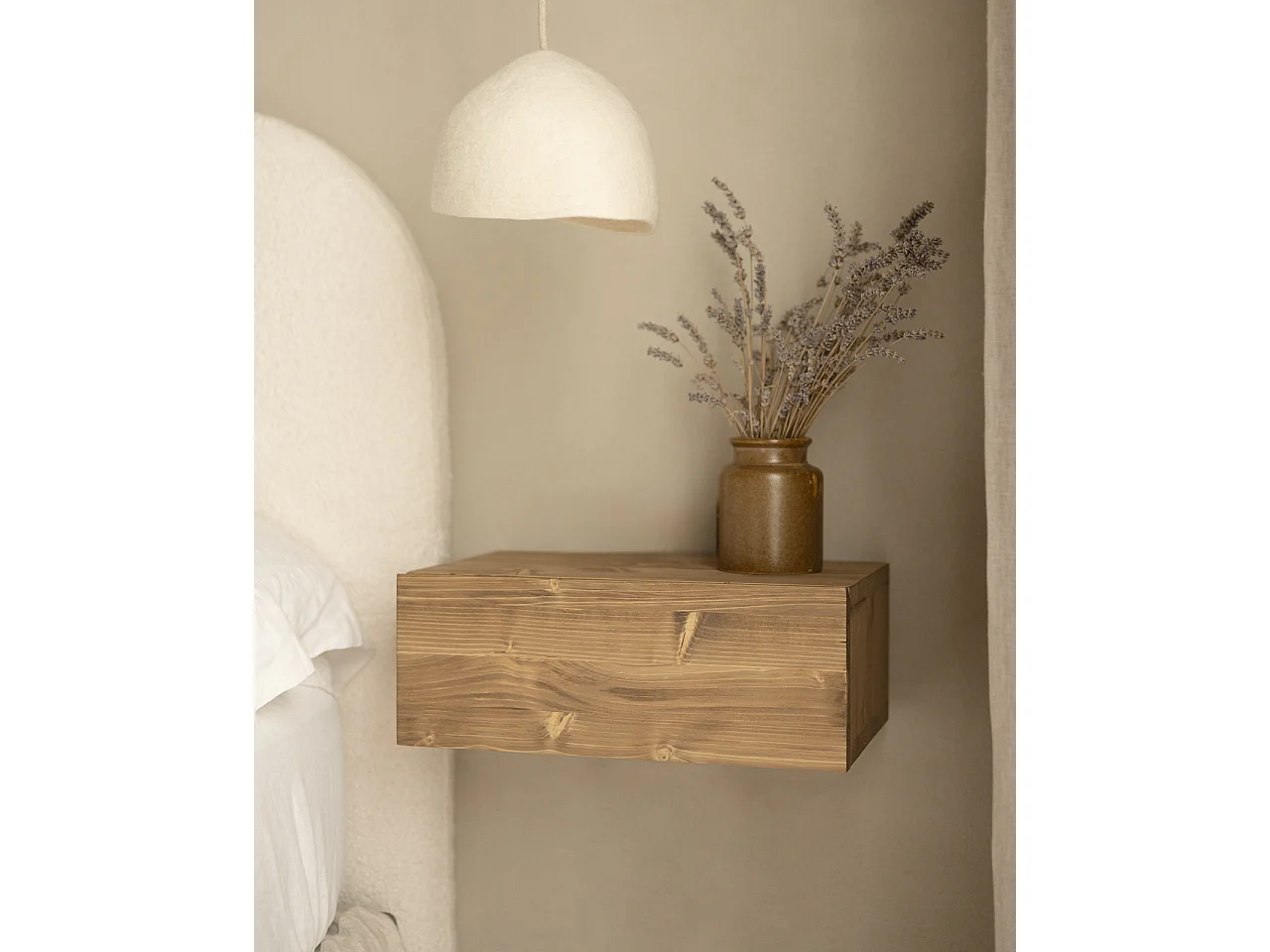 Comodino 1 cassetto in legno massello in tono marrone 40x15x25cm - INGRID - DECOWOOD