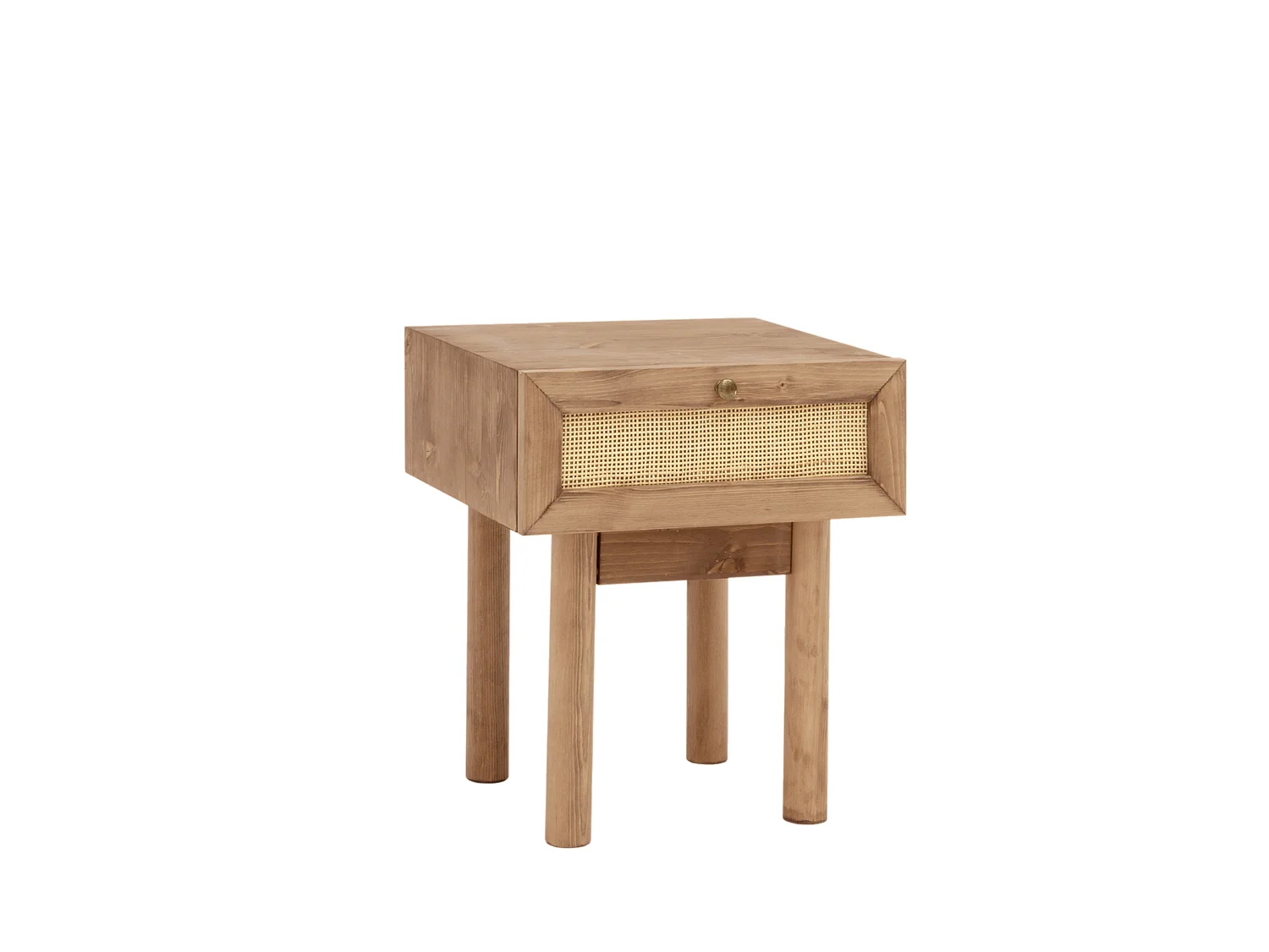 Comodino 1 cassetto in legno massello in tono rovere scuro 40x45cm - FRIDA - DECOWOOD