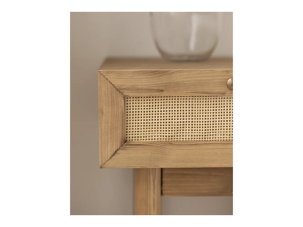 Comodino 1 cassetto in legno massello in tono rovere scuro 40x45cm - FRIDA - DECOWOOD