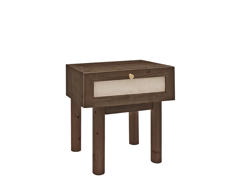 Table de chevet en bois marron 40x45cm - LINEN - DECOWOOD