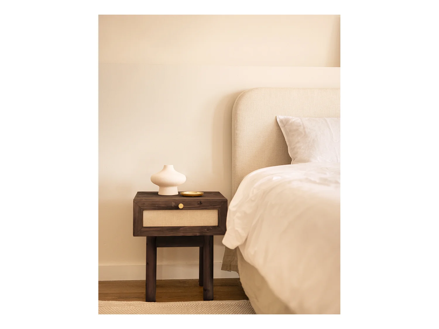 Table de chevet en bois marron 40x45cm - LINEN - DECOWOOD