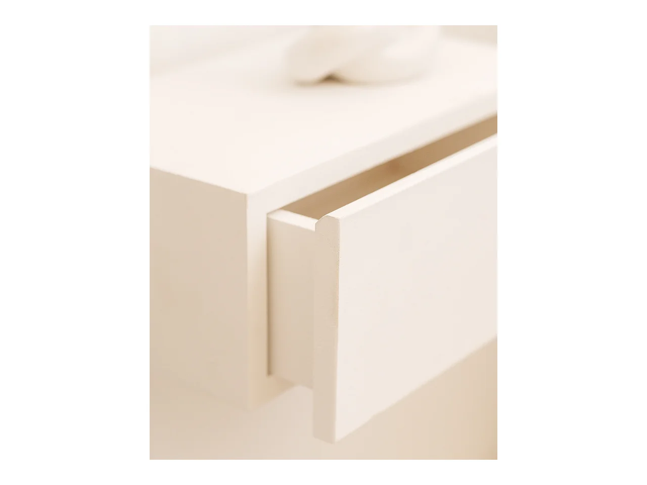 Mesita de noche de pared de madera de abeto Decowood con cajón en color blanco de 40x15cm - INGRID - DECOWOOD