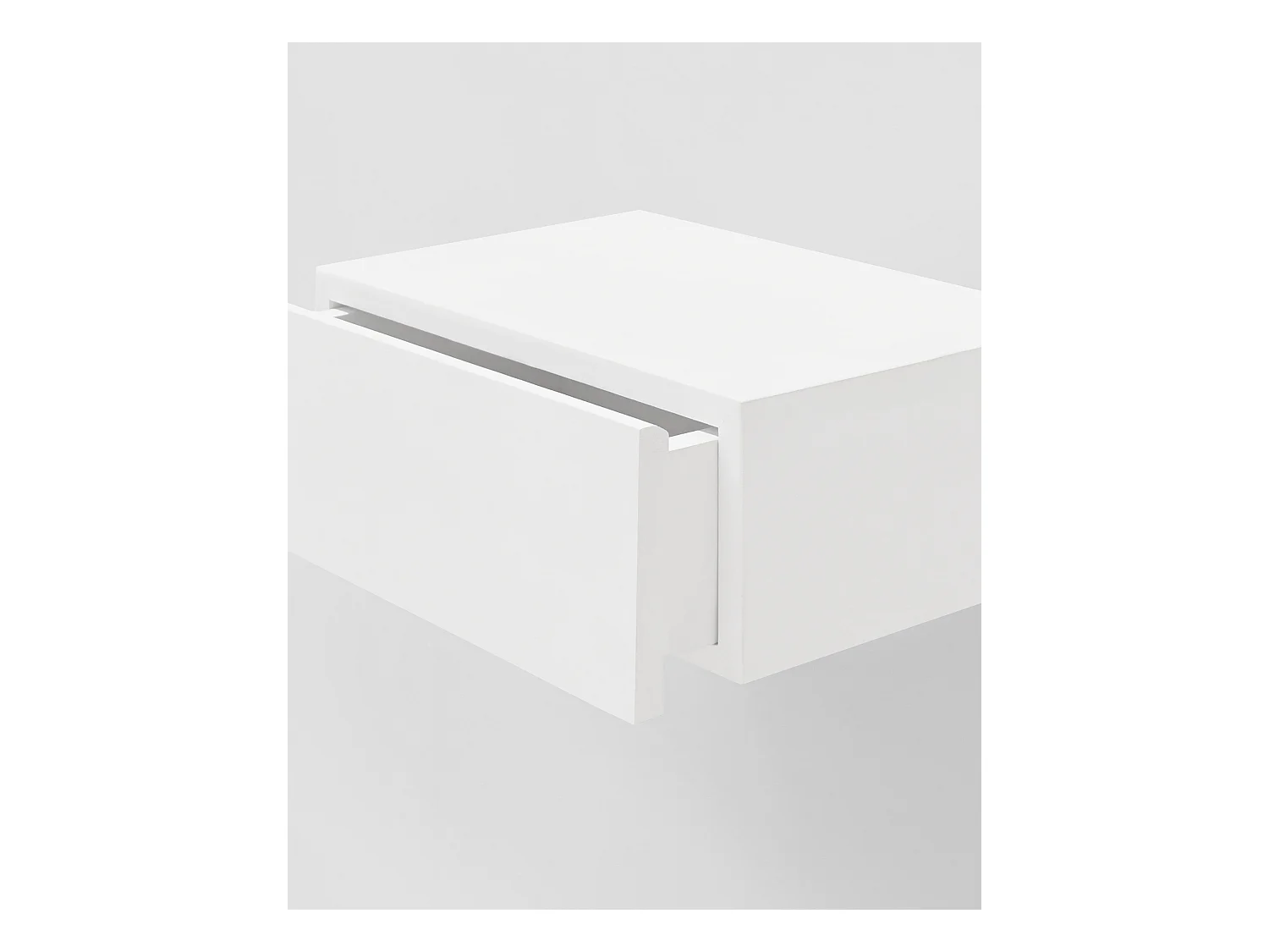 Mesita de noche de pared de madera de abeto Decowood con cajón en color blanco de 40x15cm - INGRID - DECOWOOD