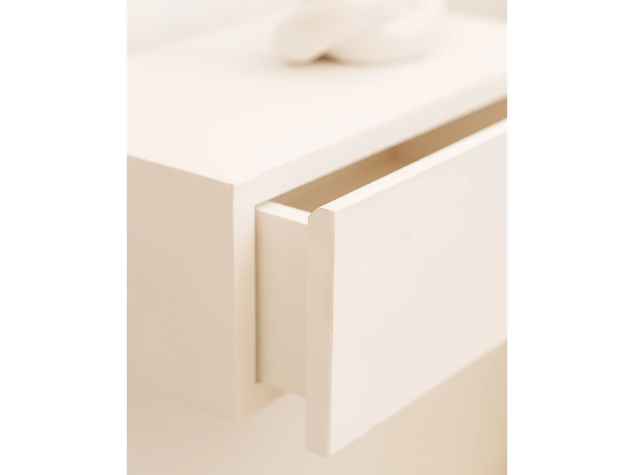 Mesita de noche de pared de madera de abeto Decowood con cajón en color blanco de 40x15cm - INGRID - DECOWOOD