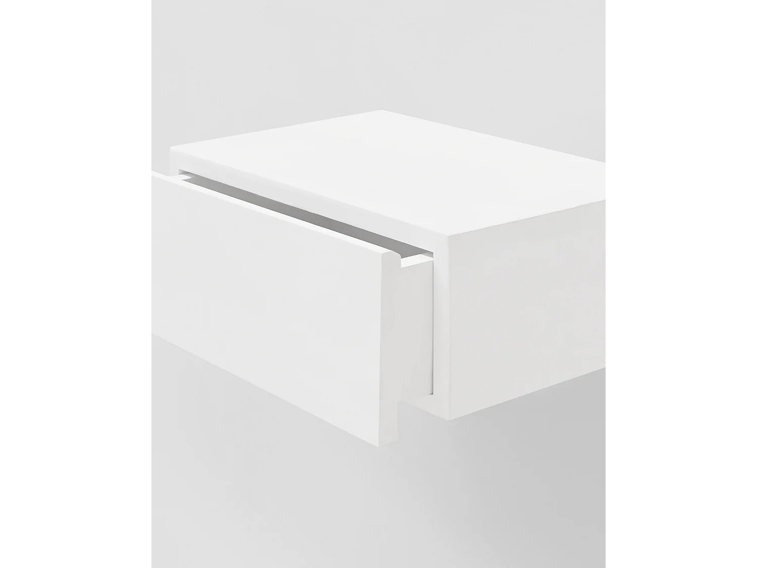 Mesita de noche de pared de madera de abeto Decowood con cajón en color blanco de 40x15cm - INGRID - DECOWOOD