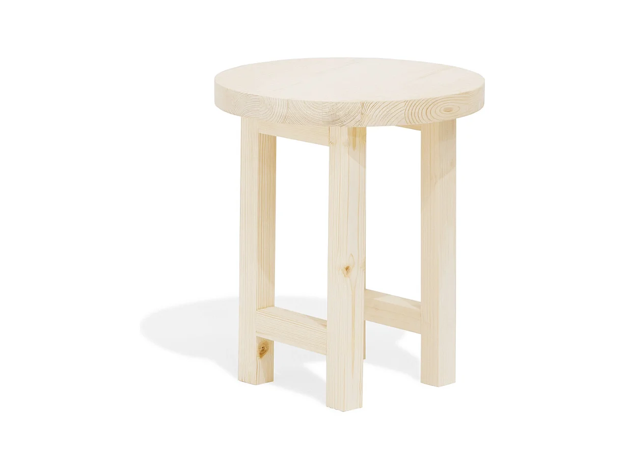 Mesita de noche redonda de madera de abeto Decowood en color natural 40x35cm - OLIVIA - DECOWOOD