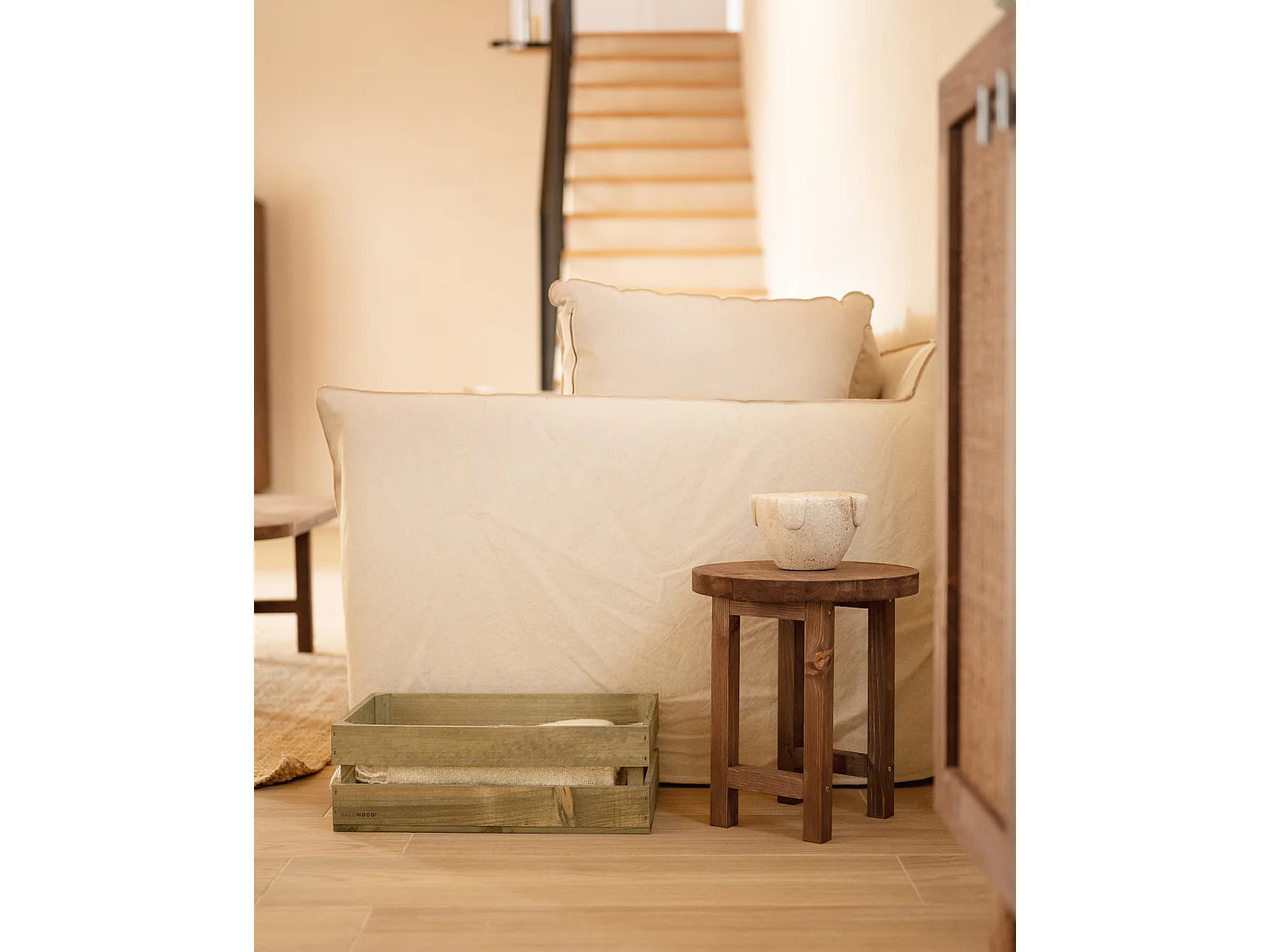 Table de chevet en bois de sapin marron 35x40cm - OLIVIA - DECOWOOD