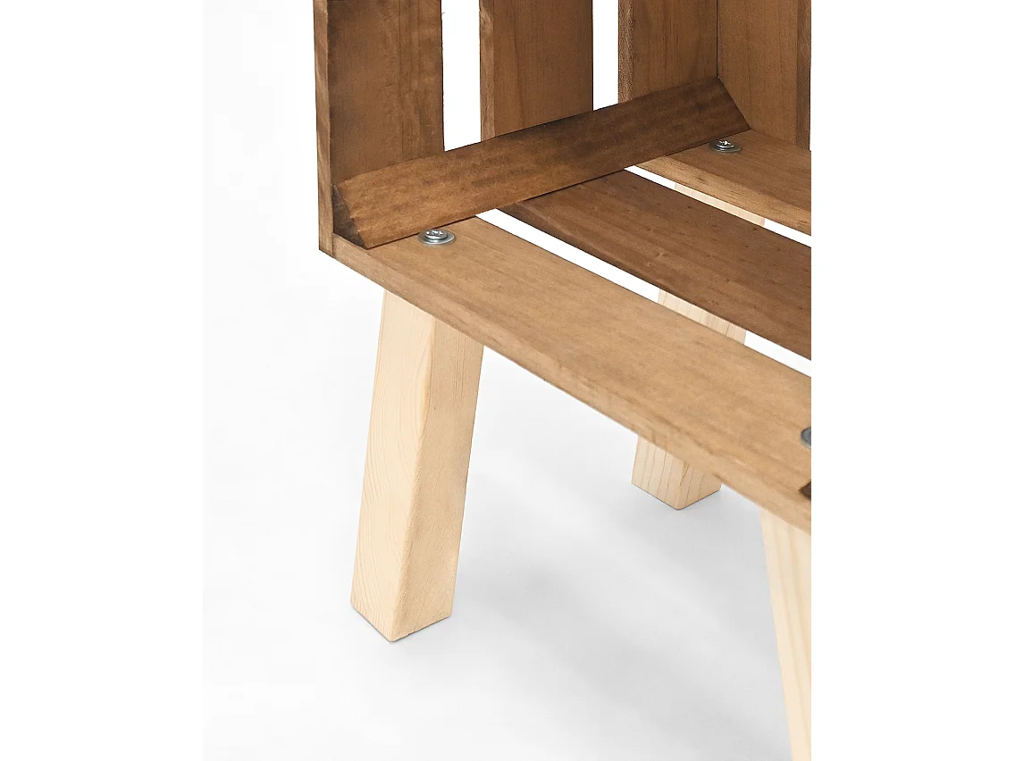 Comodino verticale in legno massello in tono marrone 25,5x66cm - BOX - DECOWOOD