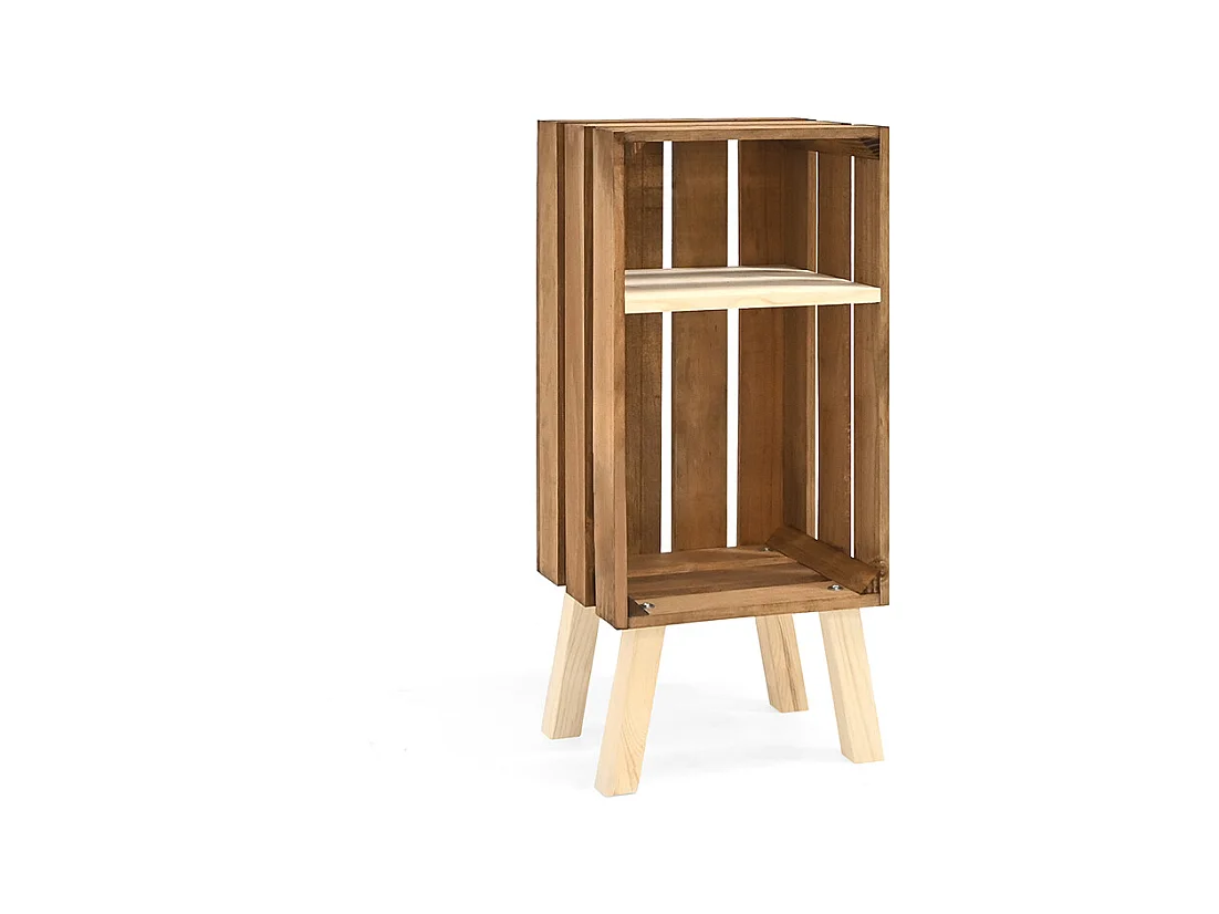 Table de chevet en bois de pin verticale vieilli 25,5x66cm - BOX - DECOWOOD