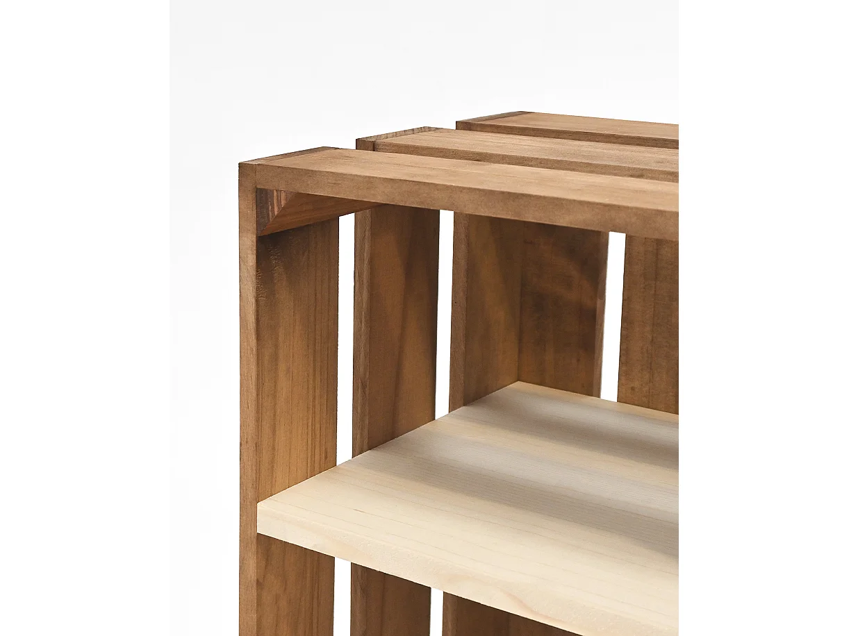 Table de chevet en bois de pin verticale vieilli 25,5x66cm - BOX - DECOWOOD