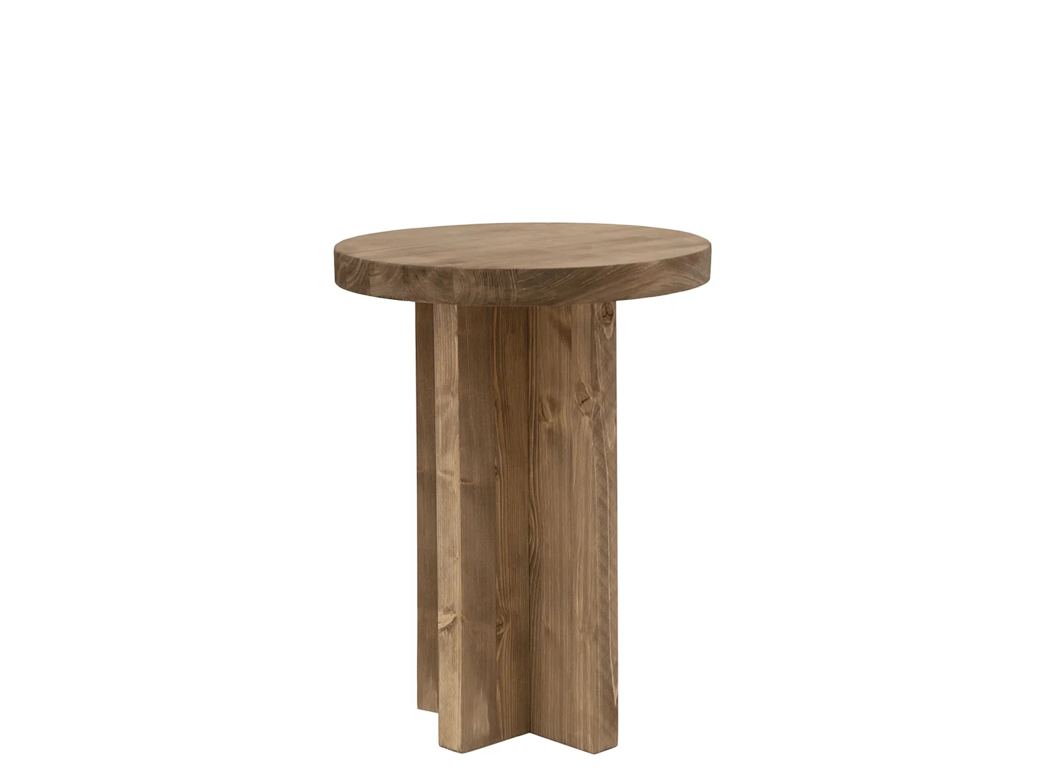 Sgabello rotondo in legno massello in tono rovere scuro 35x45cm - TOKYO - DECOWOOD