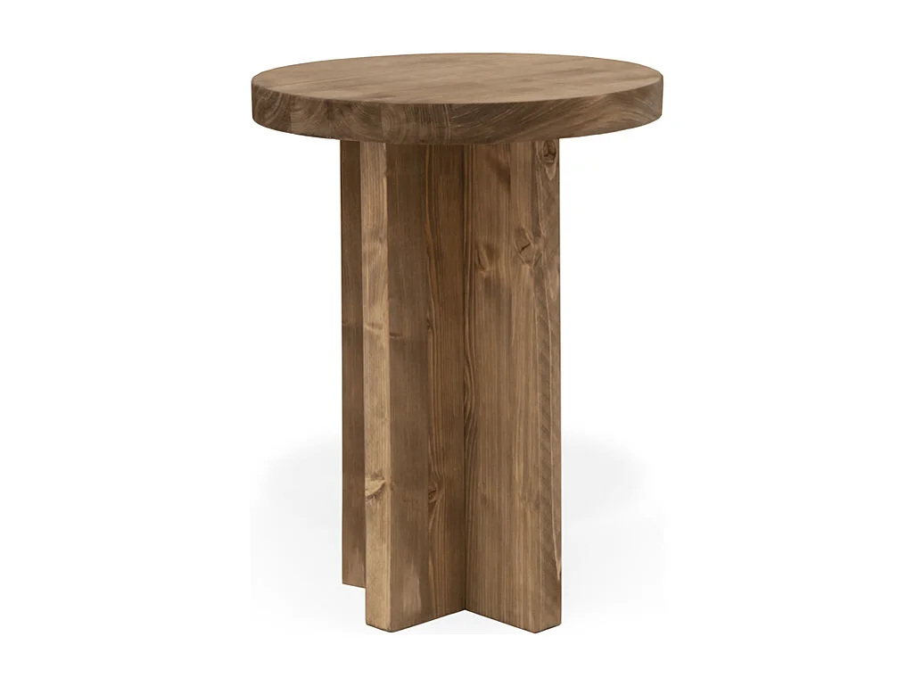 Sgabello rotondo in legno massello in tono rovere scuro 35x45cm - TOKYO - DECOWOOD