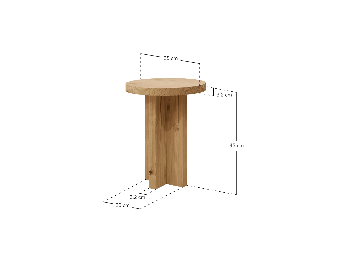 Taburete de madera maciza en tono roble oscuro de 45x35cm - TOKYO - DECOWOOD