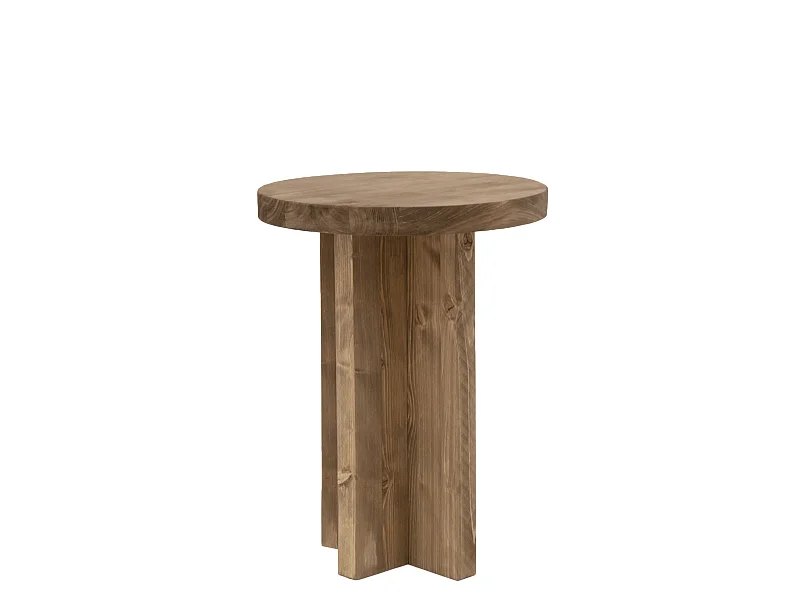 Sgabello rotondo in legno massello in tono rovere scuro 35x45cm - TOKYO - DECOWOOD