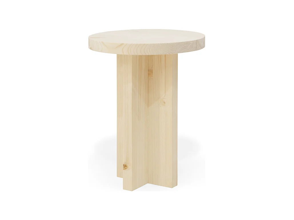 Sgabello rotondo in legno massello in tono naturale 35x45cm - TOKYO - DECOWOOD