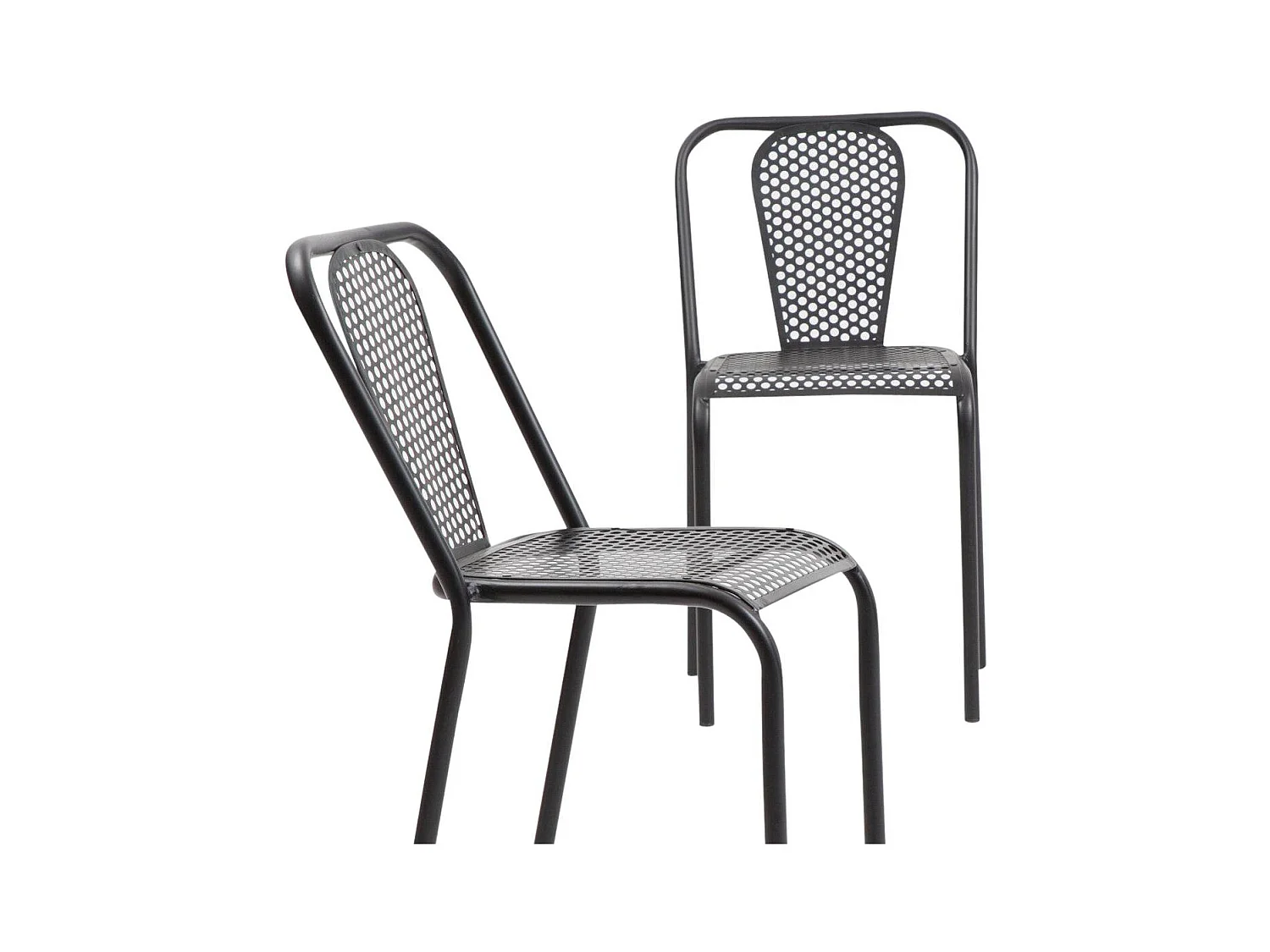 Chaise perforée en métal noir Julien (lot de 2)