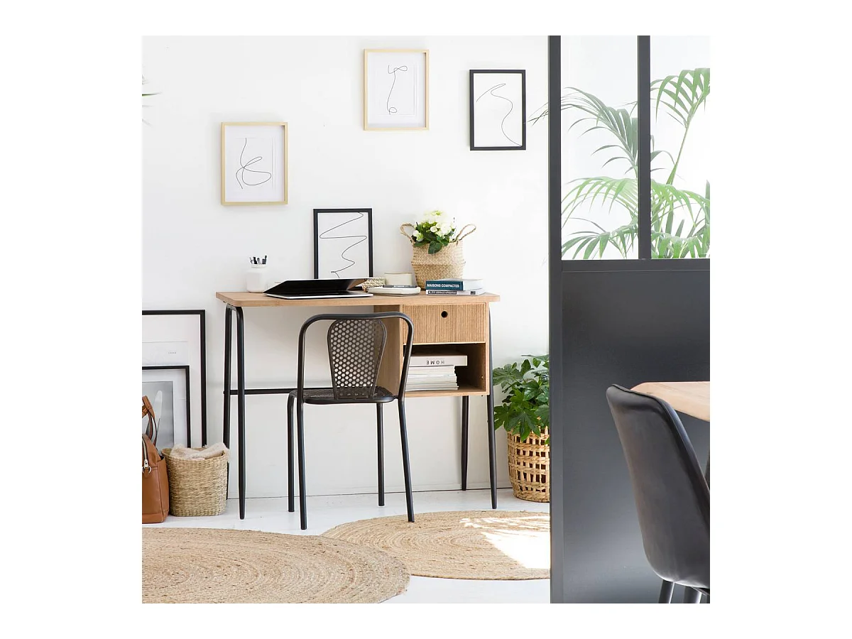 Chaise perforée en métal noir Julien (lot de 2)