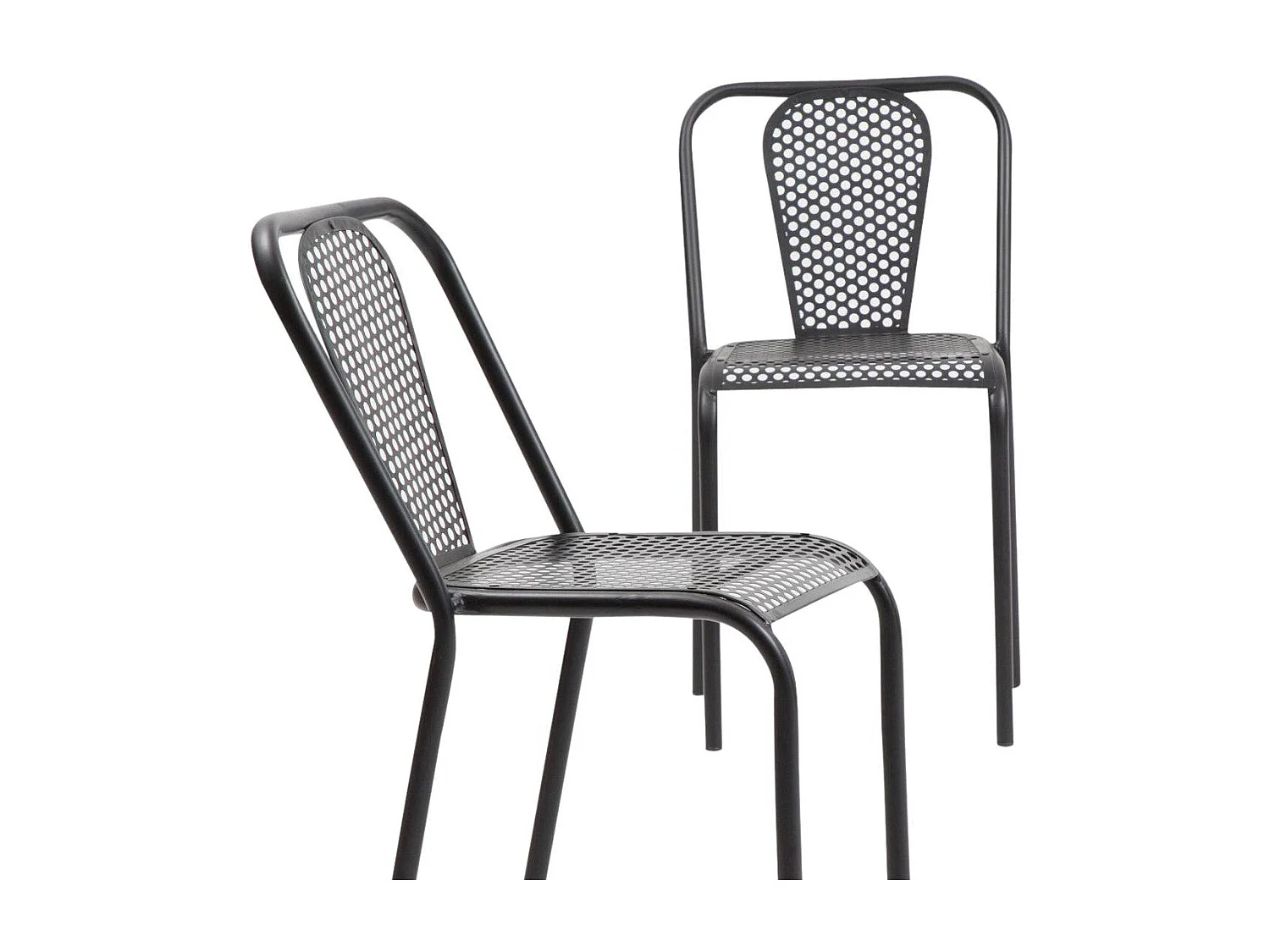 Lote de 2 sillas industriales de metal negro perforado Julien