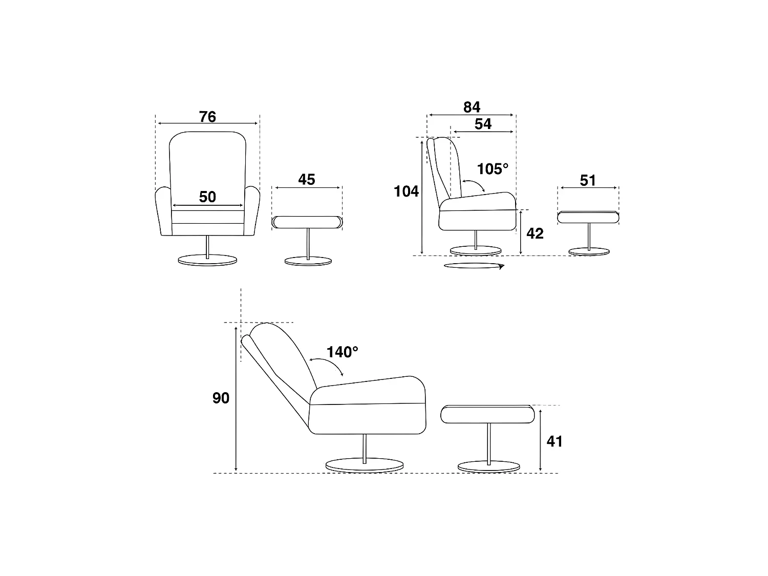 Fauteuil de relaxation Cuir Noir - EXCELLY n°1