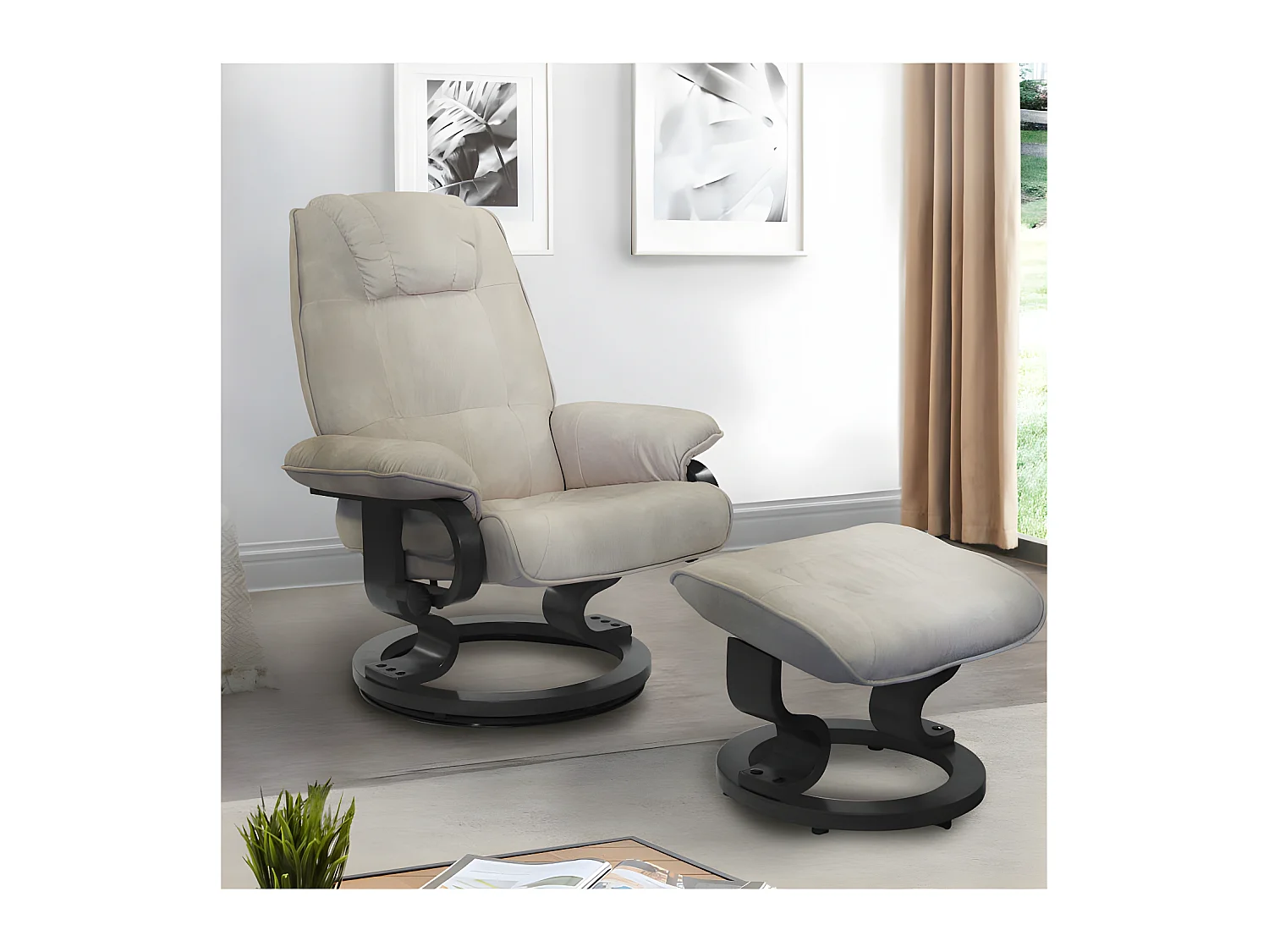 Fauteuil de relaxation Microfibre Mastic - EXCELLY n°1