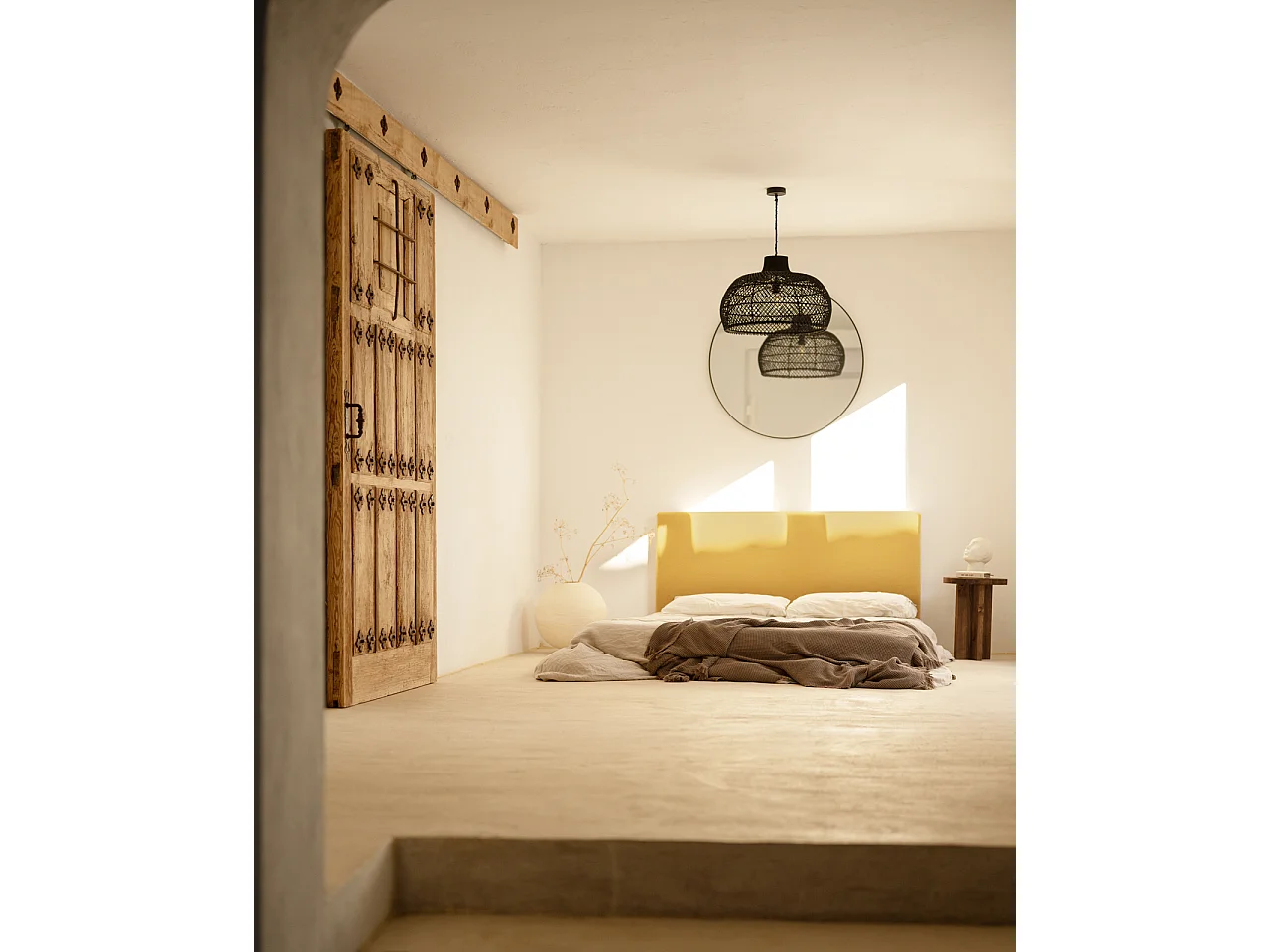 Tête de lit en coton moutarde 135x80cm - OSLO - DECOWOOD