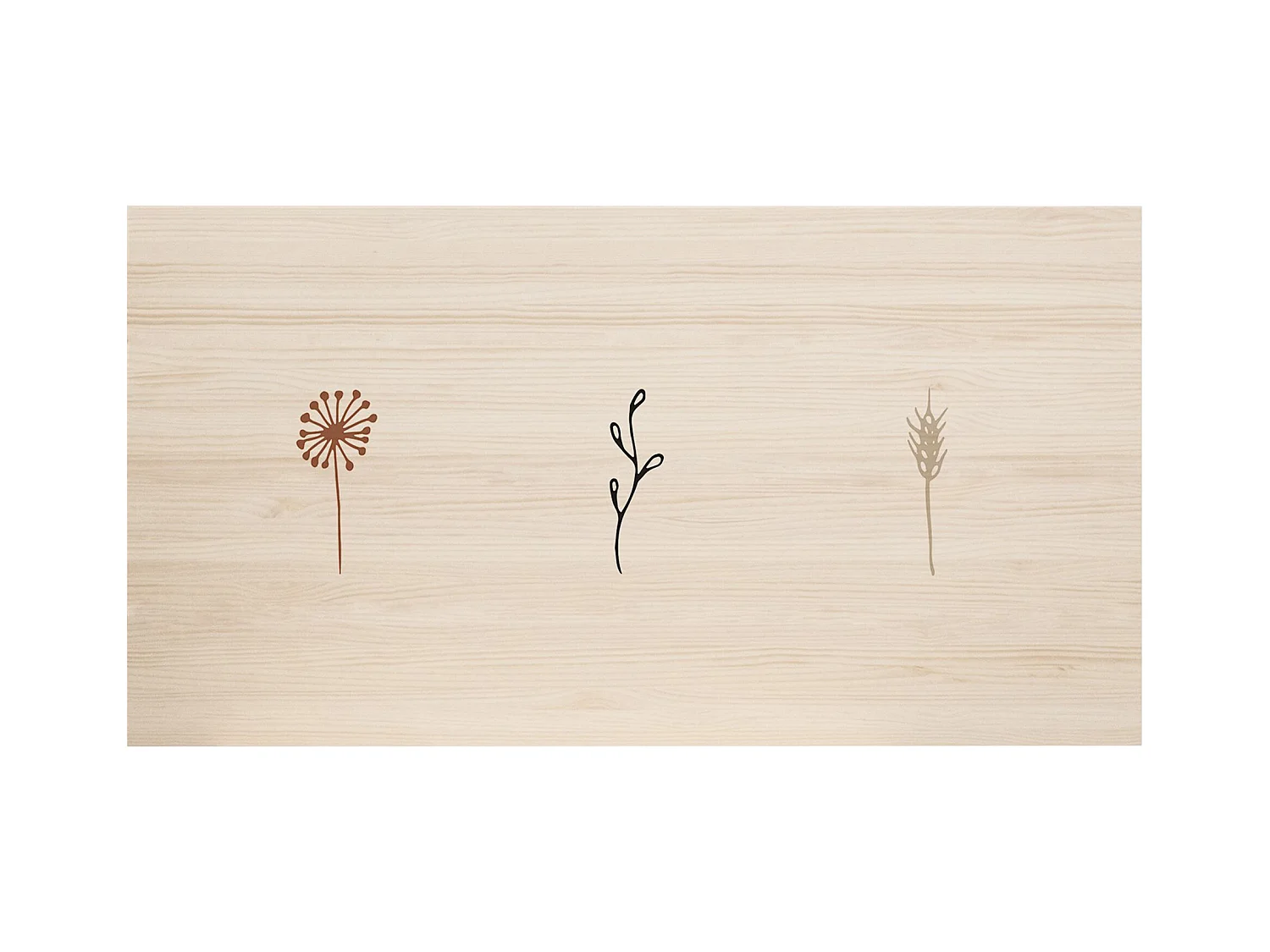 Cabecero de cama de madera maciza estampado motivo 'One Line' en tono natural de 160x80cm - PRINT - DECOWOOD