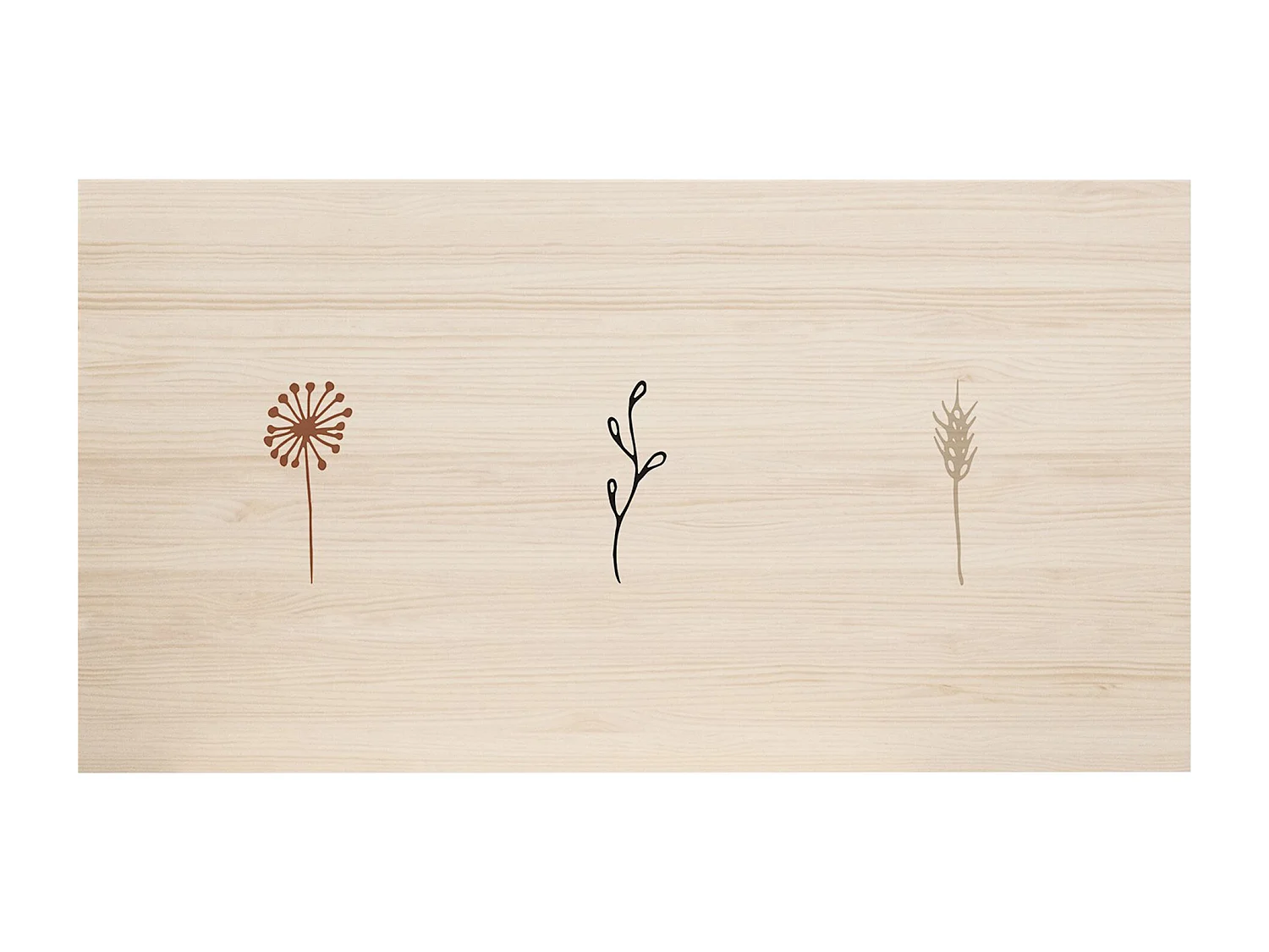 Cabecero de cama de madera maciza estampado motivo 'One Line' en tono natural de 160x80cm - PRINT - DECOWOOD