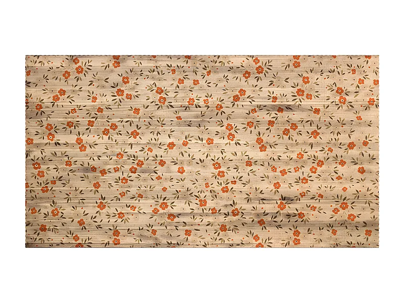 Testata del letto in legno massello e rafia in tono rovere scuro 160x80cm - OLIVIA - DECOWOOD