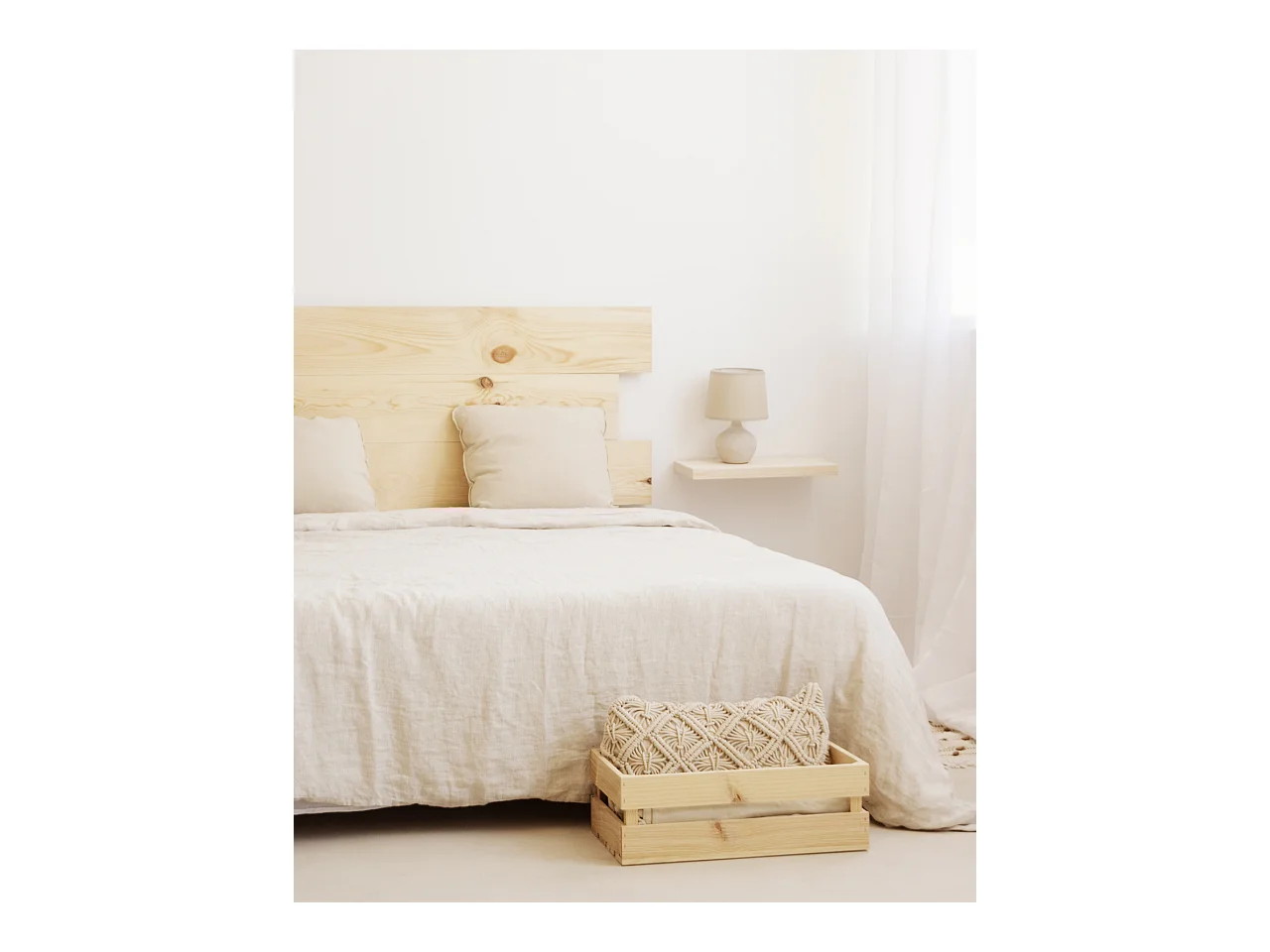 Testata del letto in legno asimmetrico in tono naturale 140x80cm - FLANDES - DECOWOOD