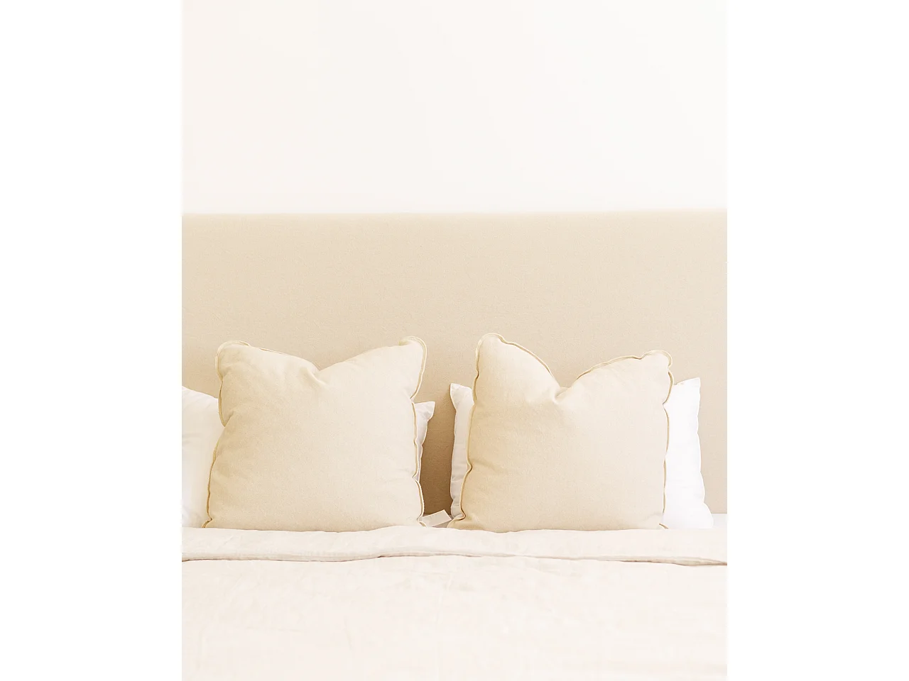 Cabecero de cama tapizado de algodón en color beige de 200x80cm - OLIVIA - DECOWOOD