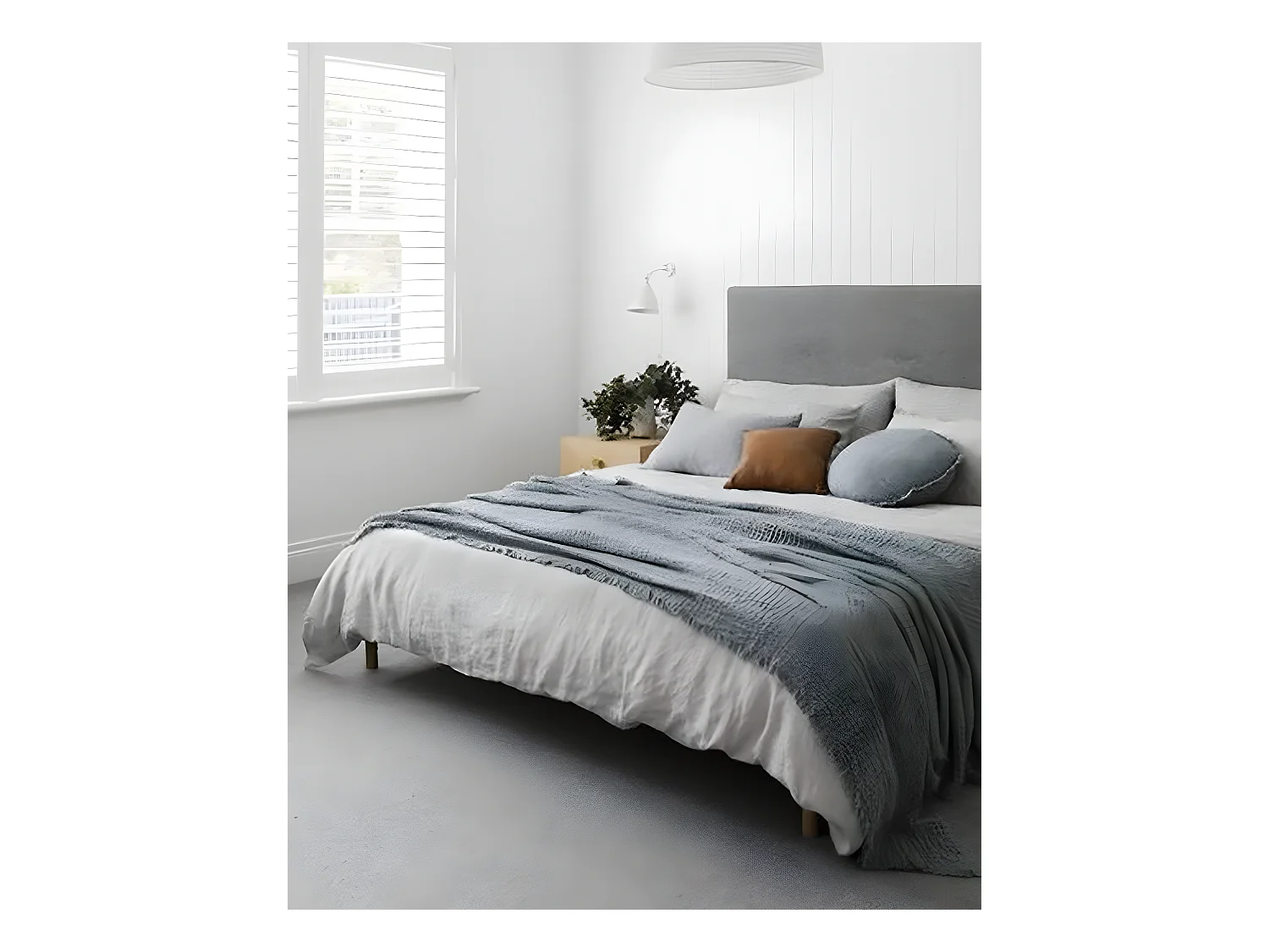 Cabecero de cama tapizado de poliester con botones en color gris de 200x80cm - ROC - DECOWOOD