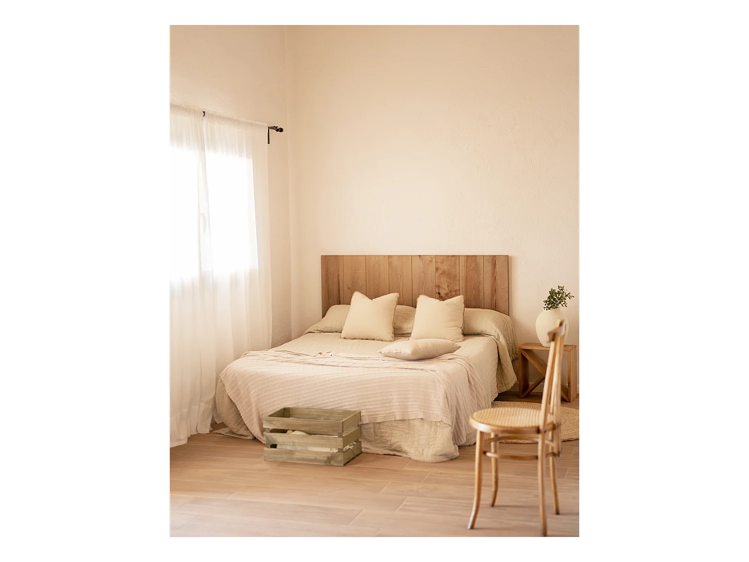 Testata del letto in legno in tono marrone 100x60cm - FLANDES - DECOWOOD