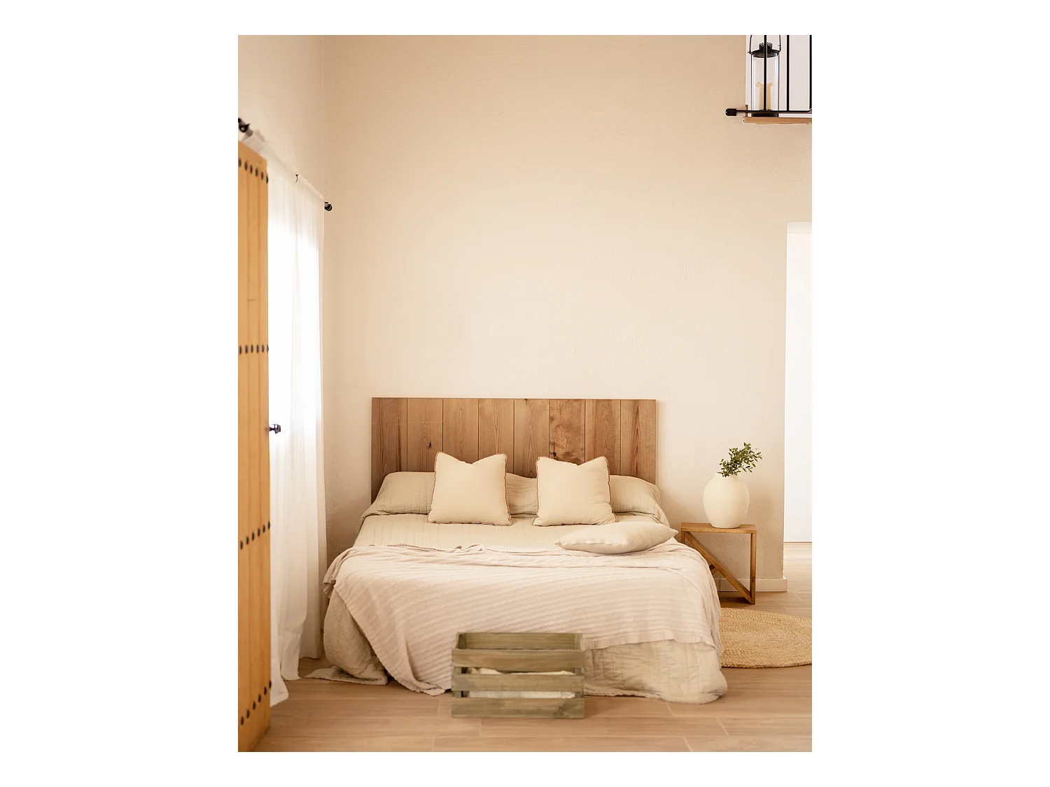 Testata del letto in legno in tono marrone 100x60cm - FLANDES - DECOWOOD