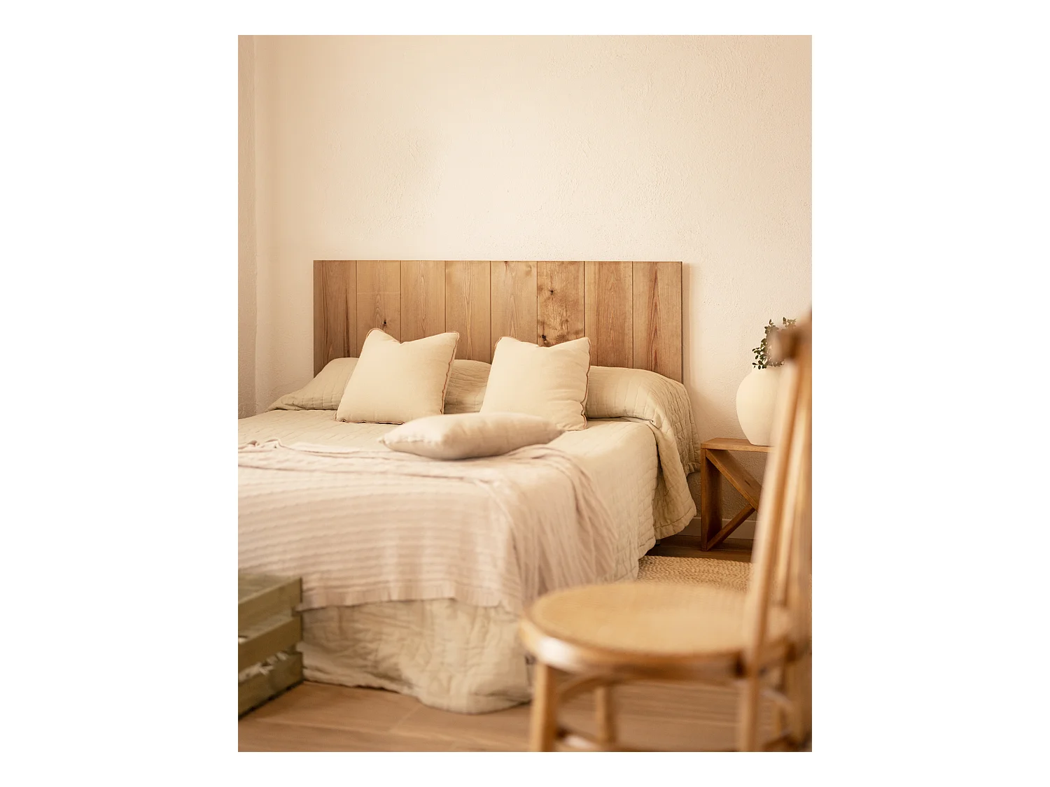 Testata del letto in legno in tono marrone 100x60cm - FLANDES - DECOWOOD