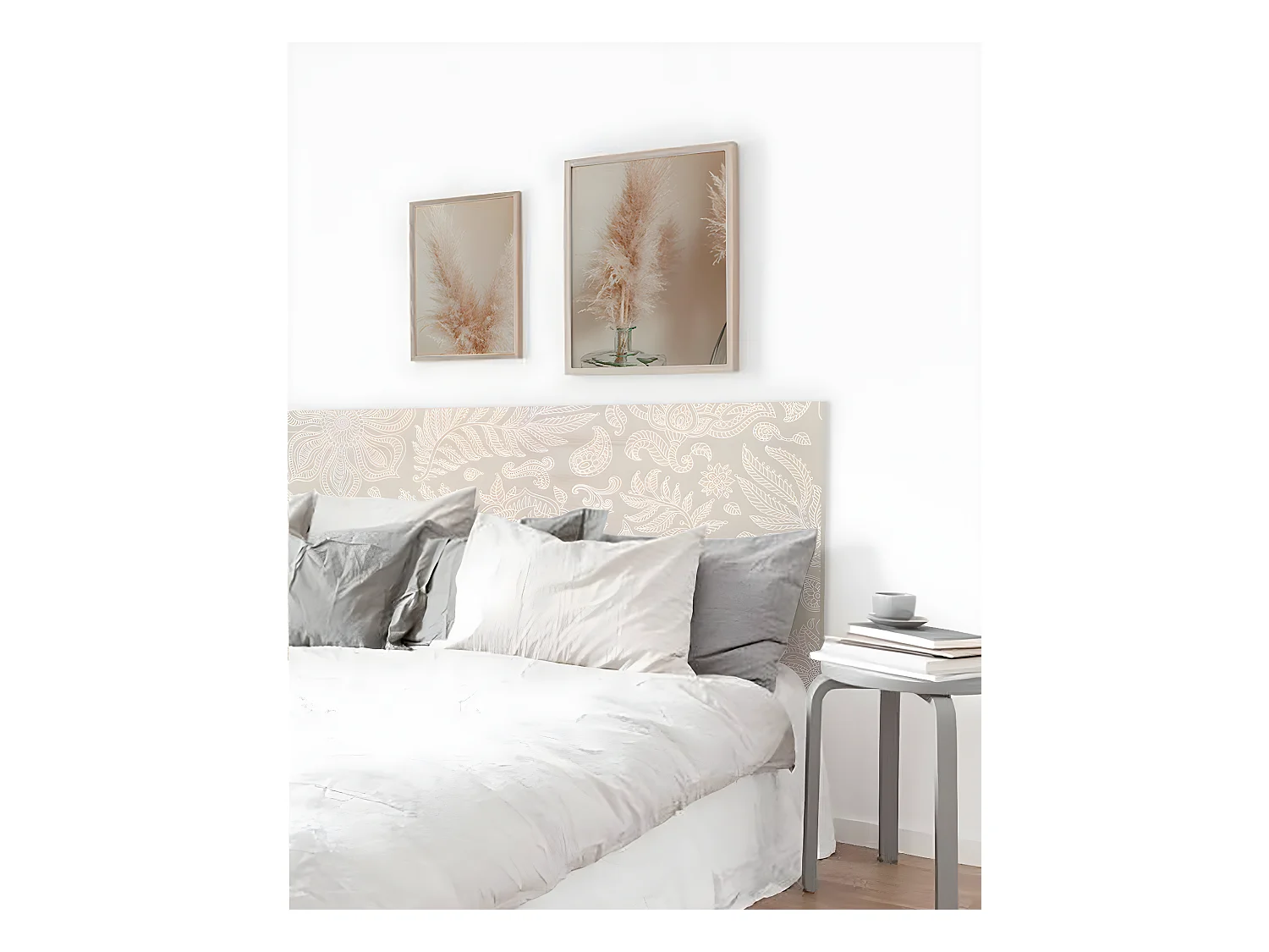 Cabecero de cama de madera maciza estampado motivo 'Rose' de 160x80cm - PRINT - DECOWOOD