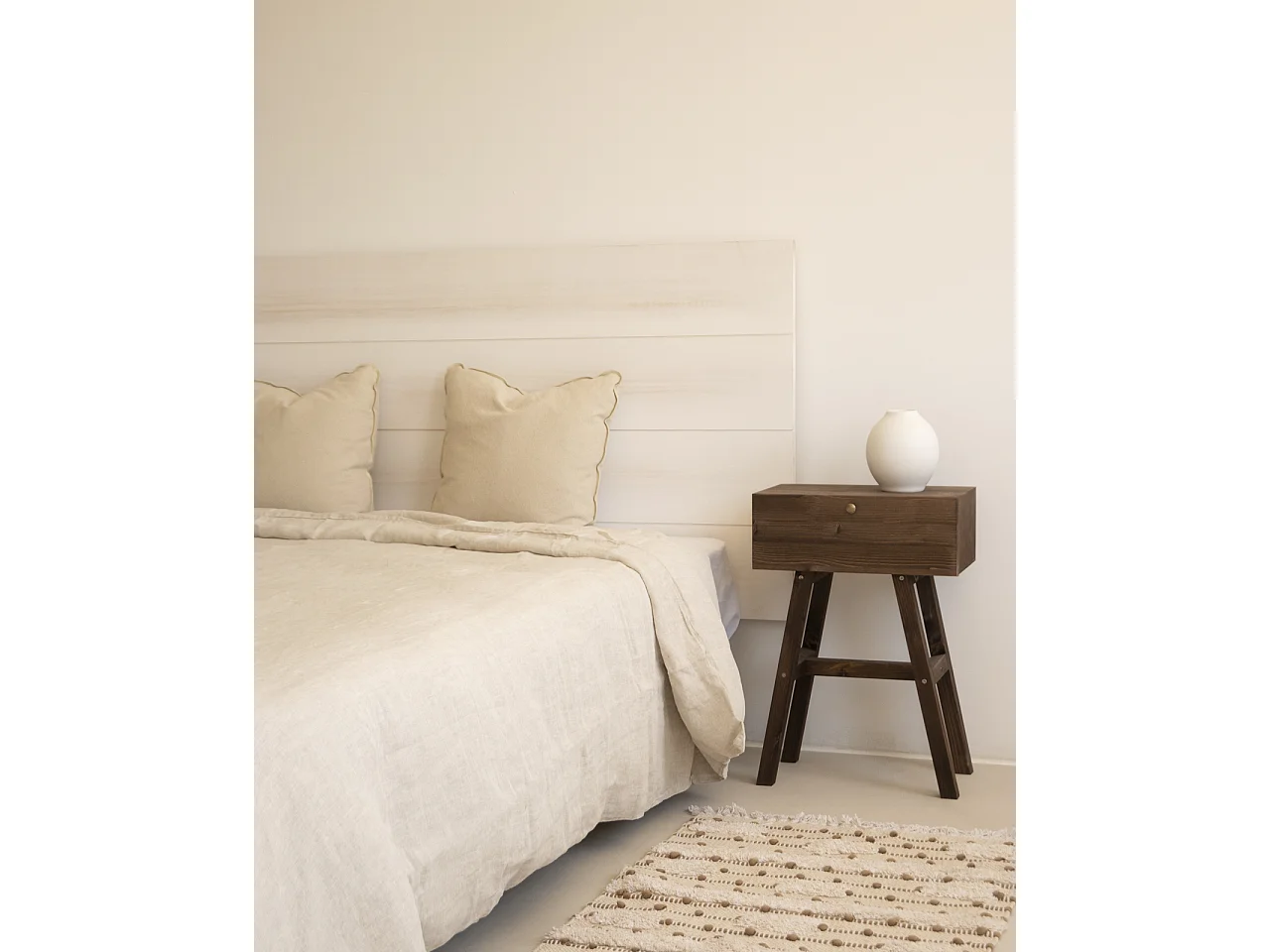 Tête de lit en bois de pin couleur blanche décapé 105x80cm - RADIATA  - DECOWOOD